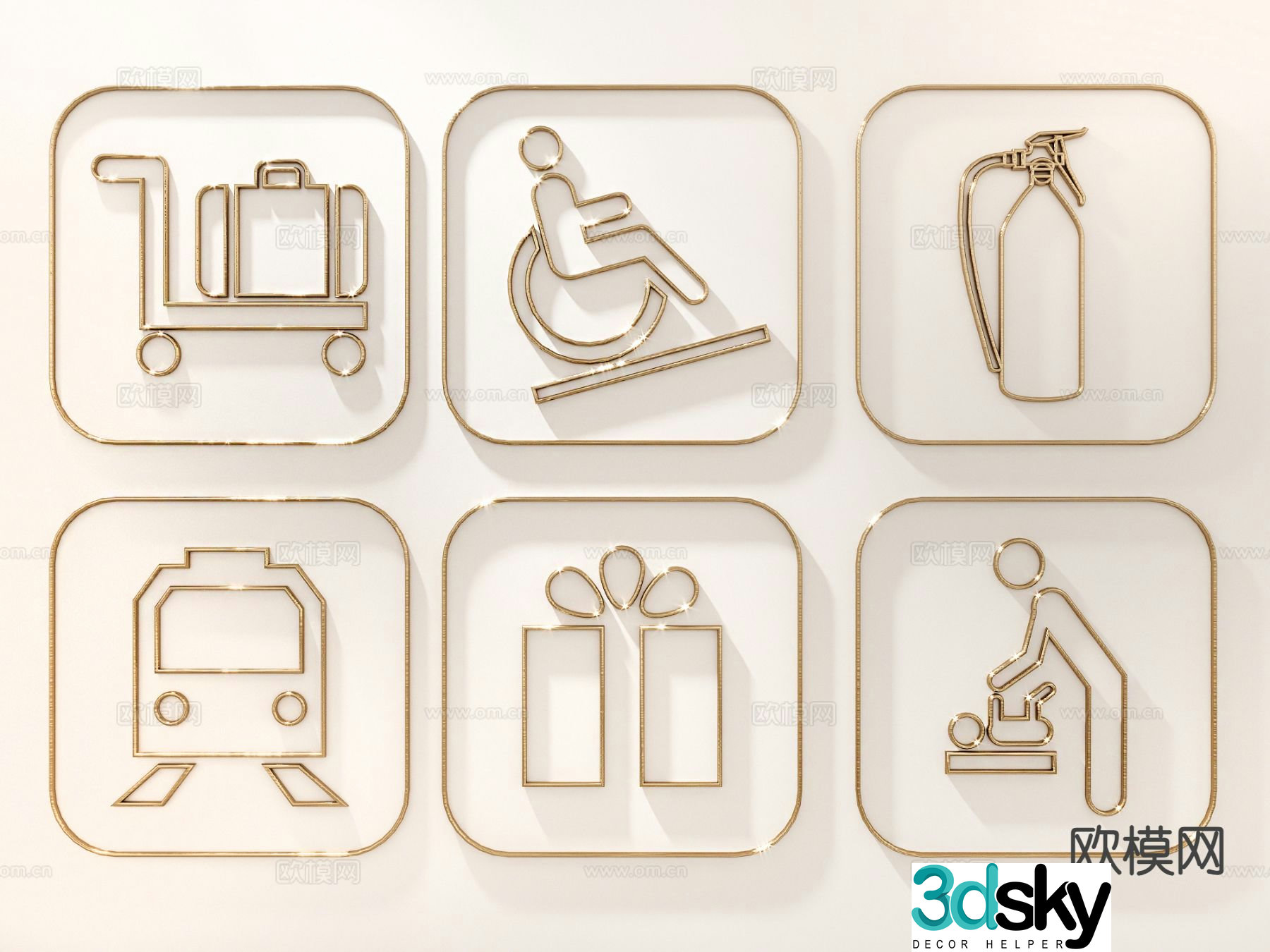 Shopping mall signage guide sign 3d model