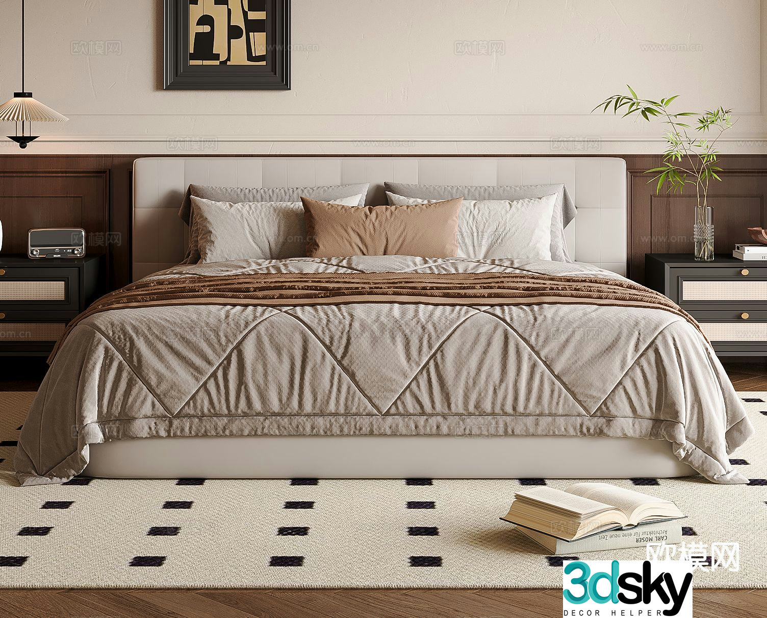 Wabi-sabi double bed 3d model