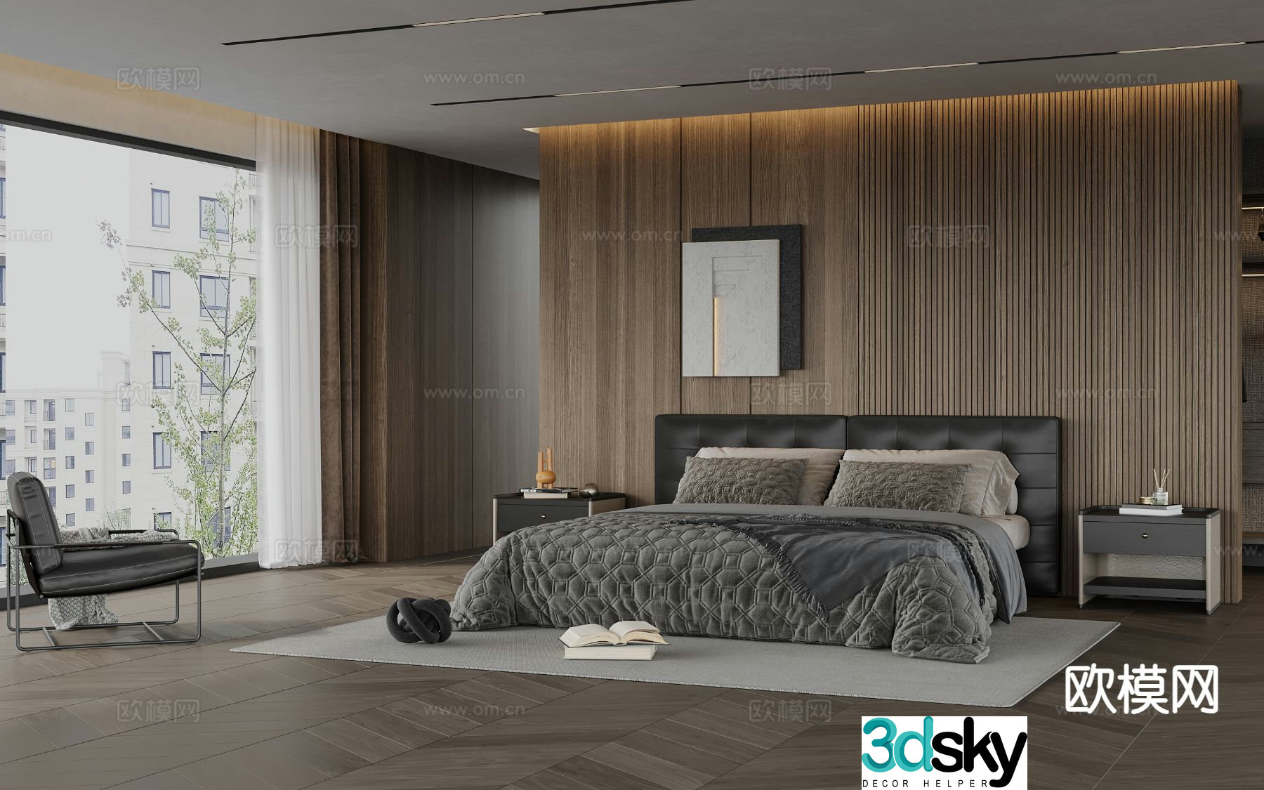 Italian double bed 3d model