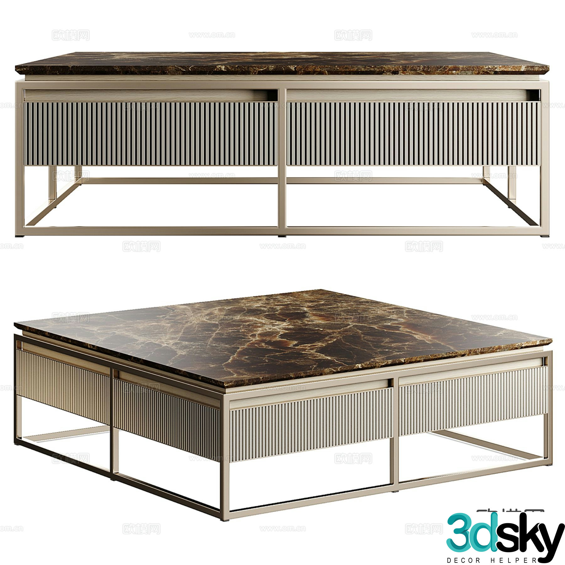 Visionnaire Light luxury coffee table Square coffee table 3D model