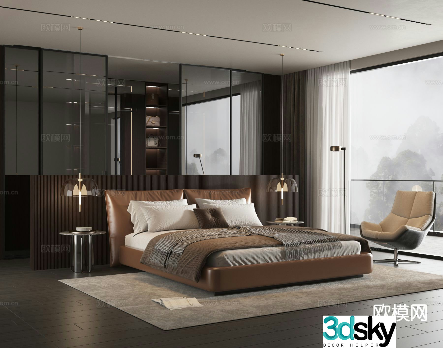 Italian double bed 3d model