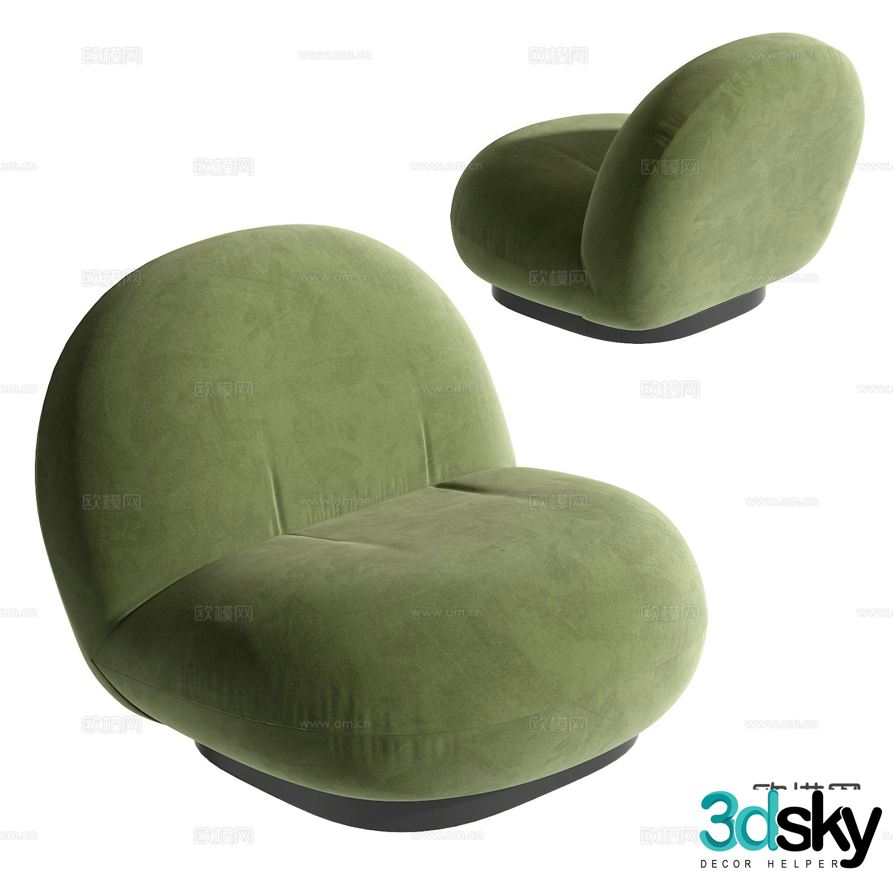 Gubi single sofa leisure sofa 3d model