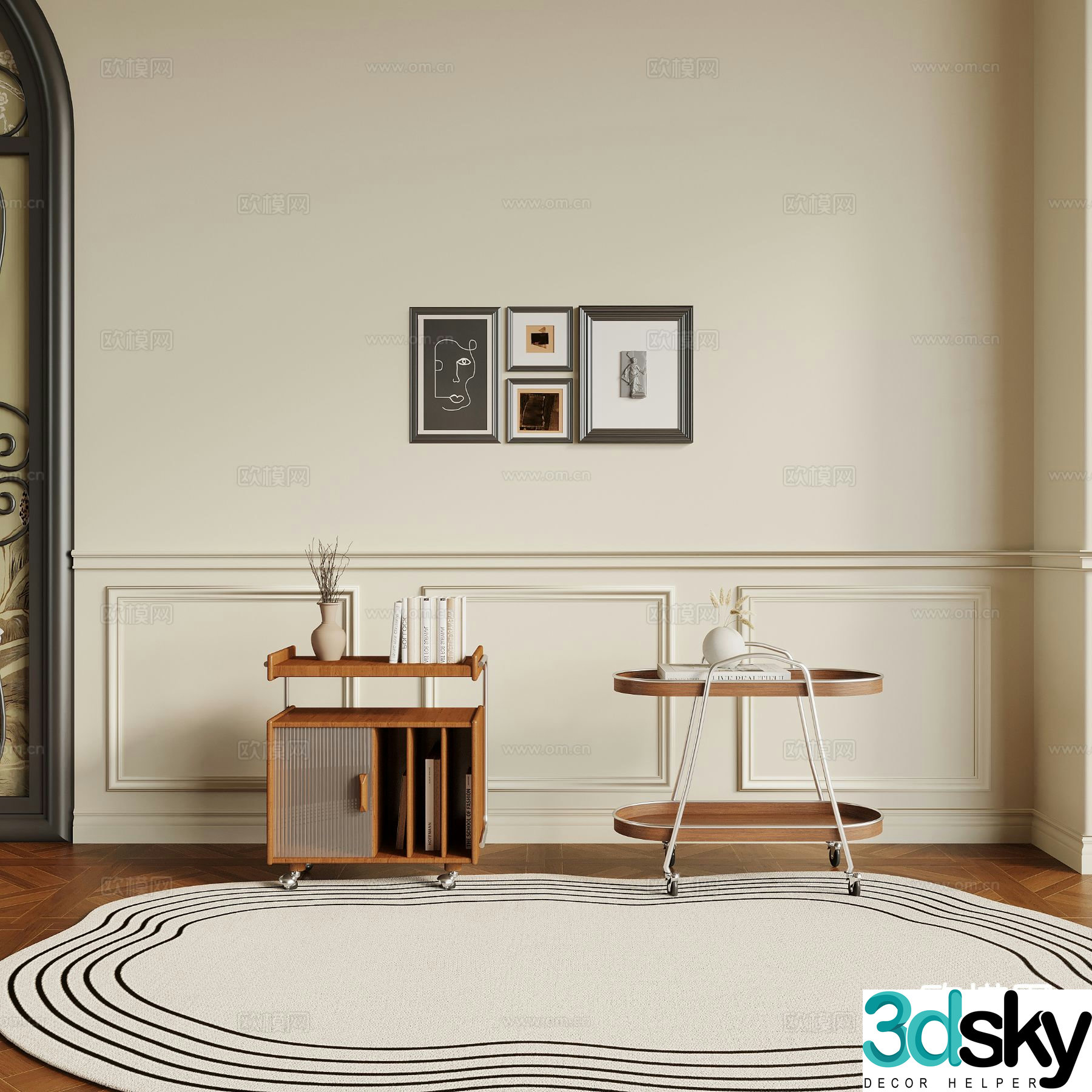 Medieval style side table and corner table 3D model