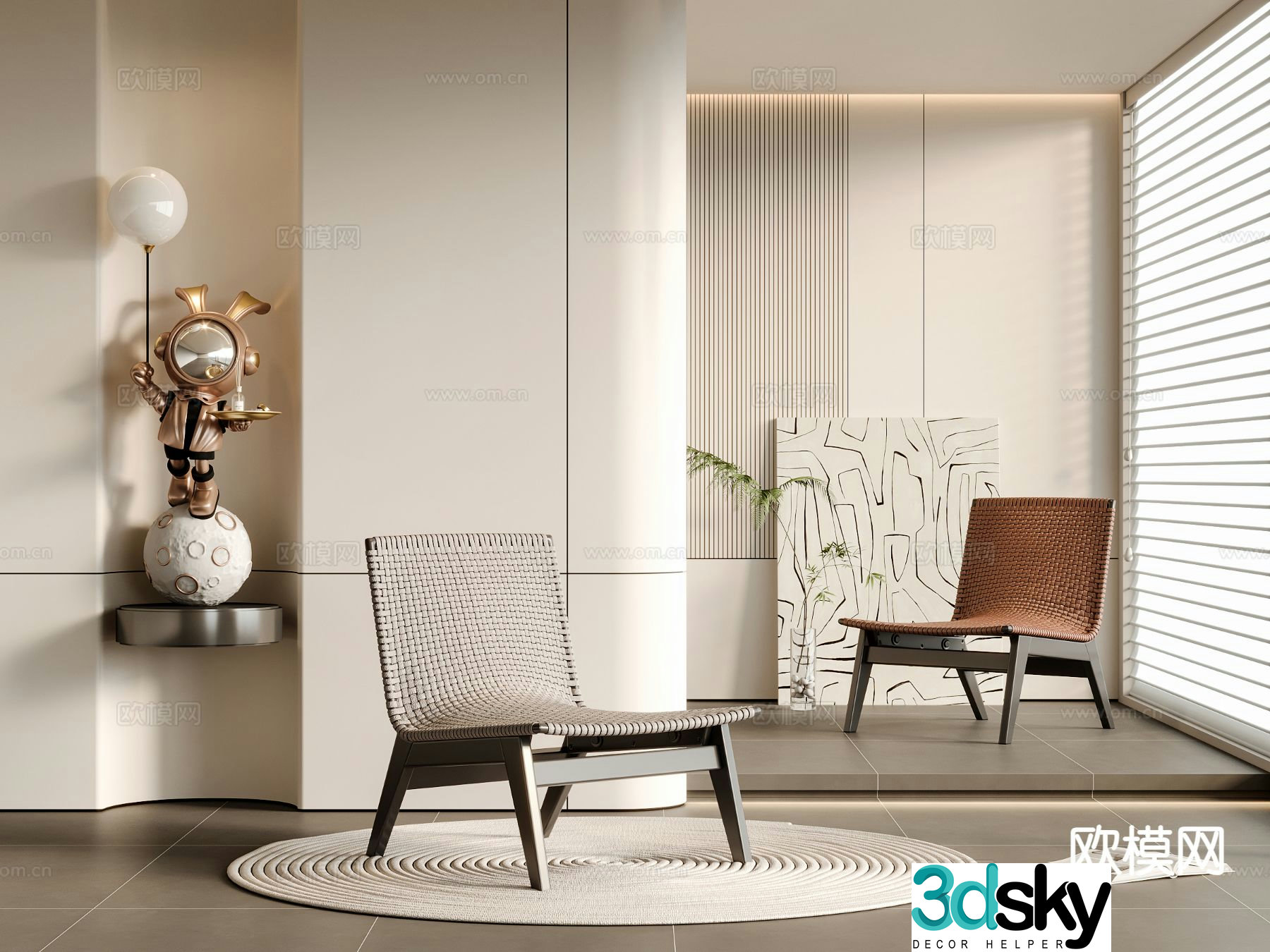 Rattan chair leisure chair 3d model