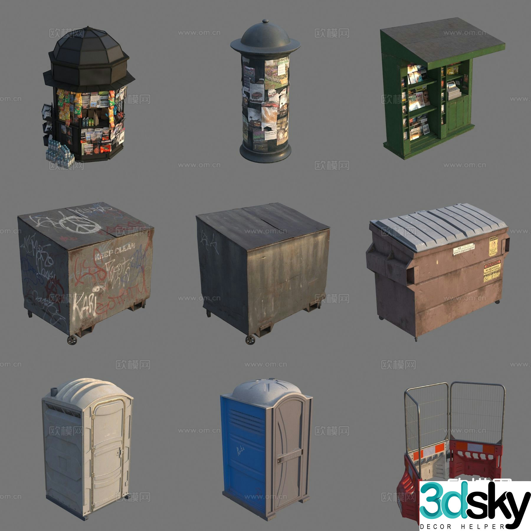 Modern street sketch 3d model