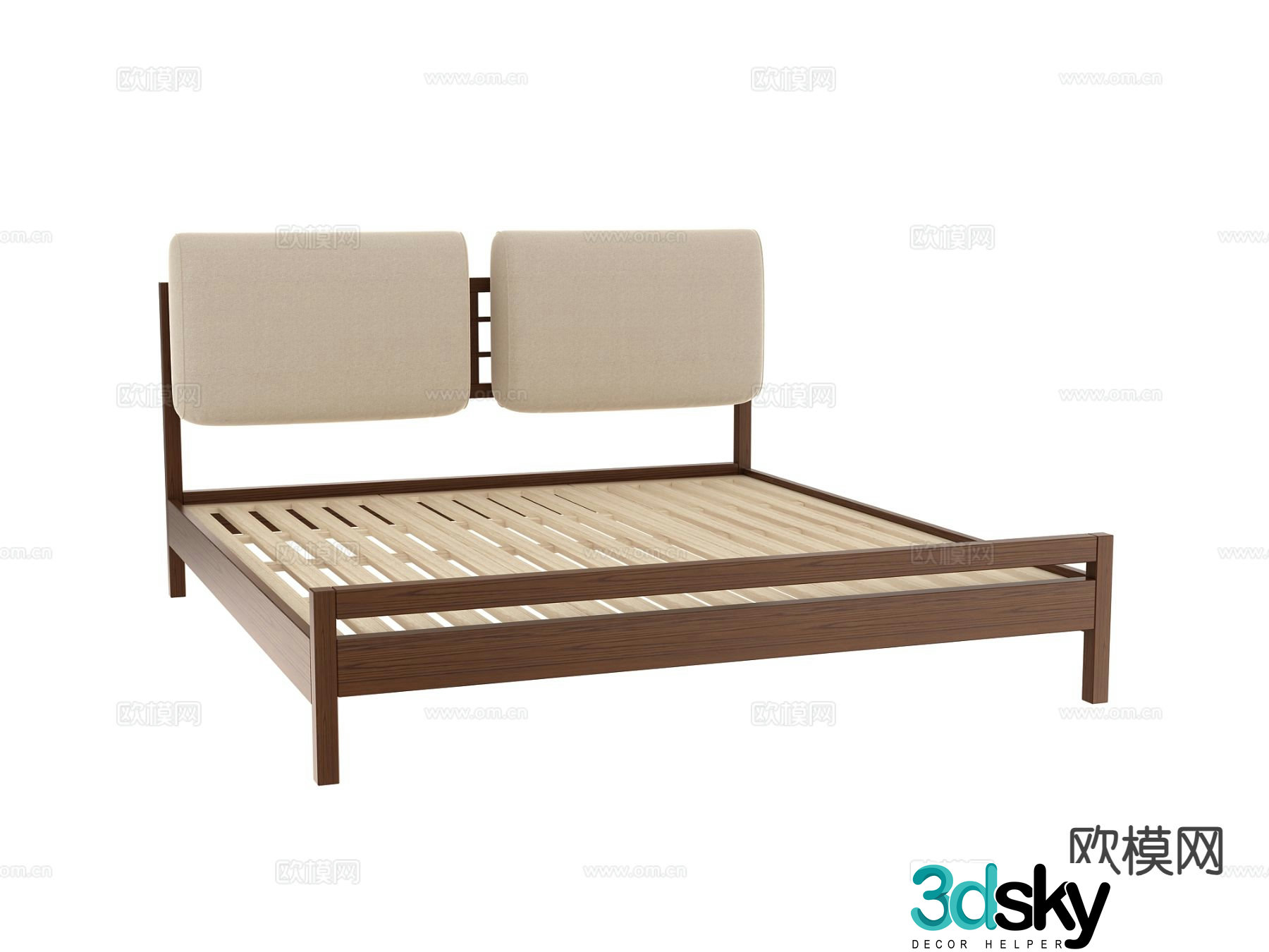 Modern double bed bed board 3d model