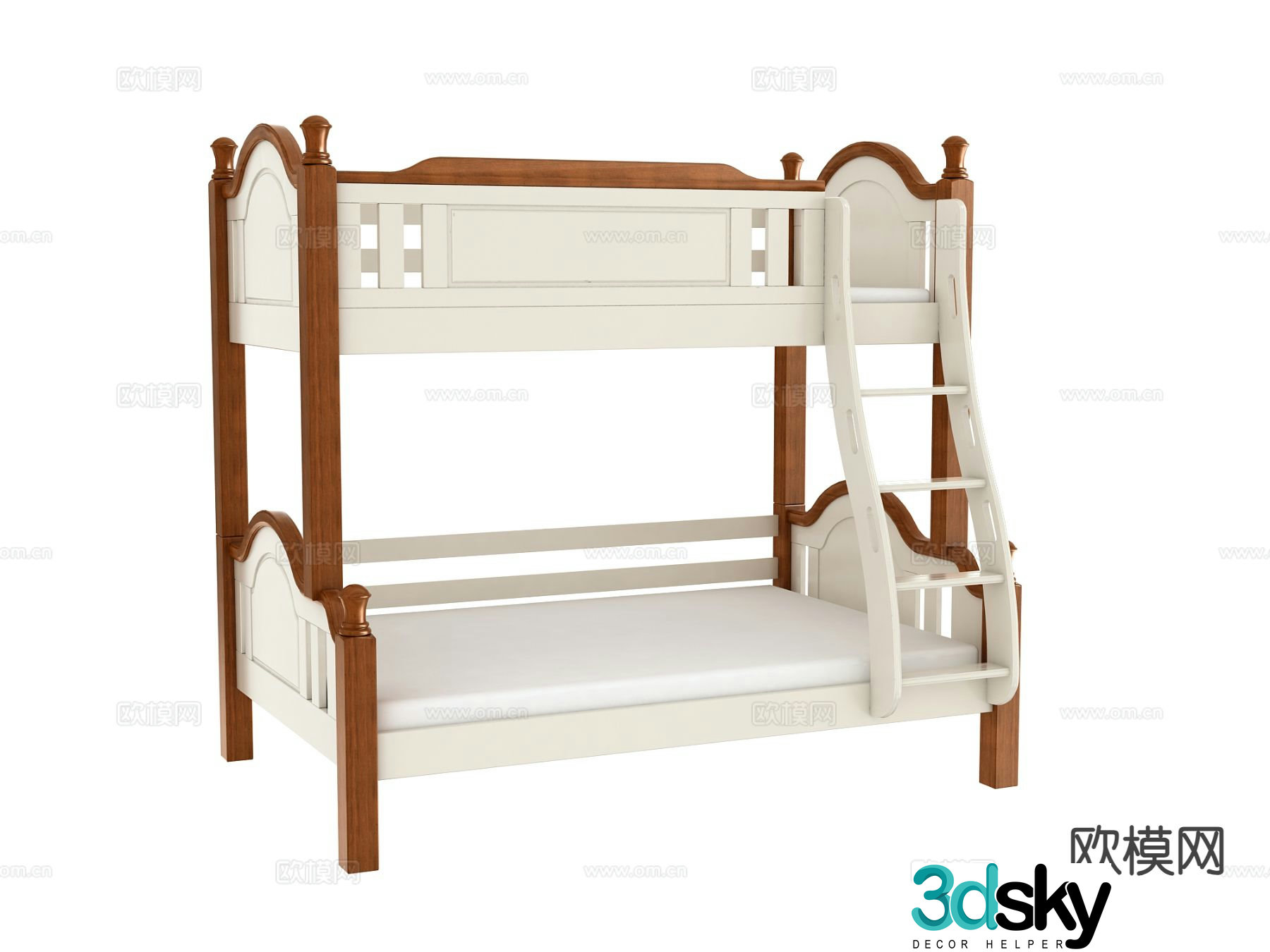 Simple European children’s bed high and low bed 3D model