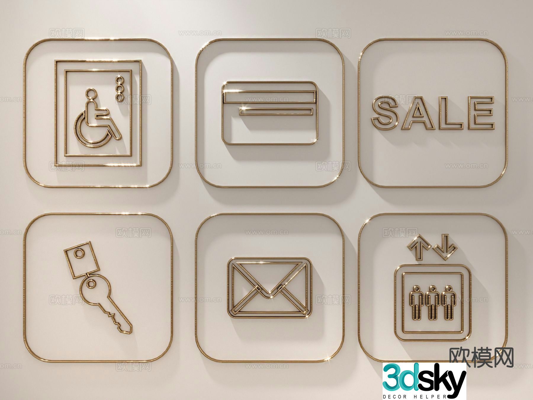 Shopping mall signage guide sign 3d model