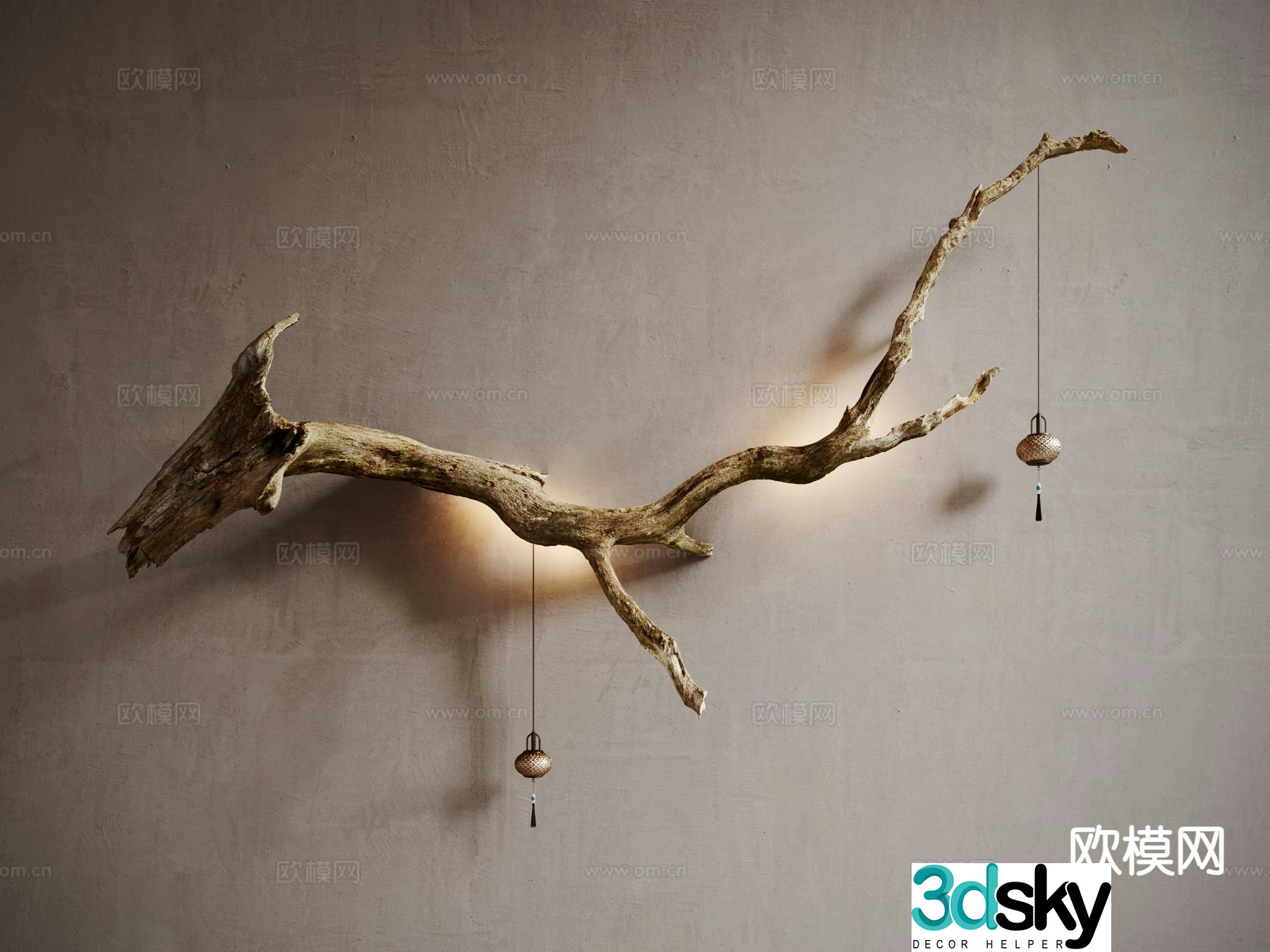 Wasabi Wind Wall Light Dead Branch Wall Light 3D Model