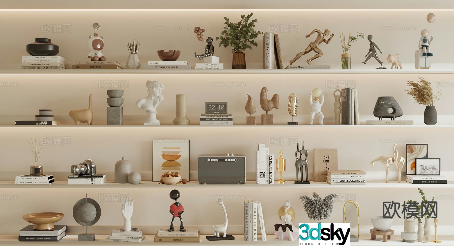 Modern jewelry ornaments Sculpture Furniture Book 3D Model