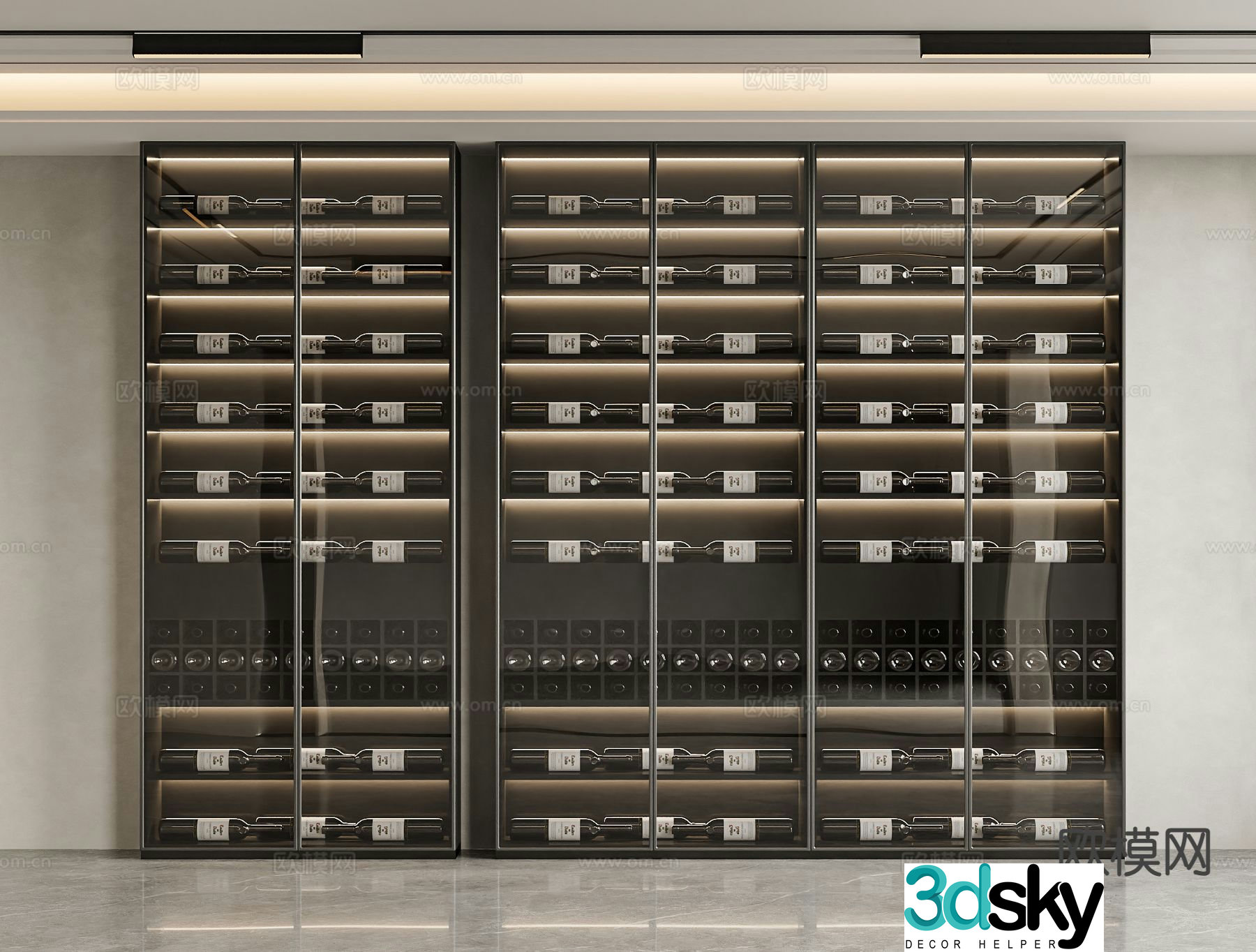 Modern glass wine cabinet wine cabinet 3d model