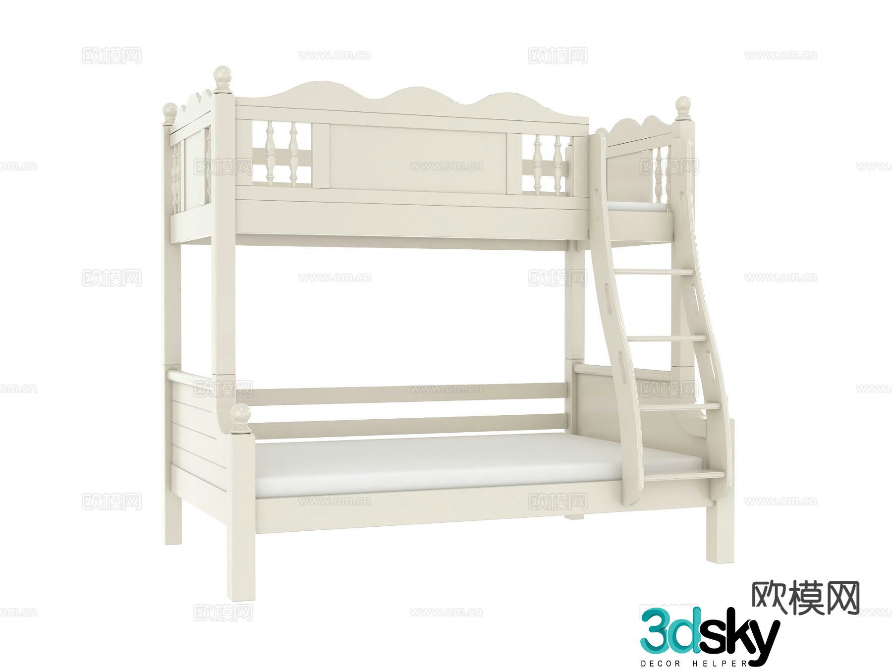 French children’s bed bunk bed 3d model