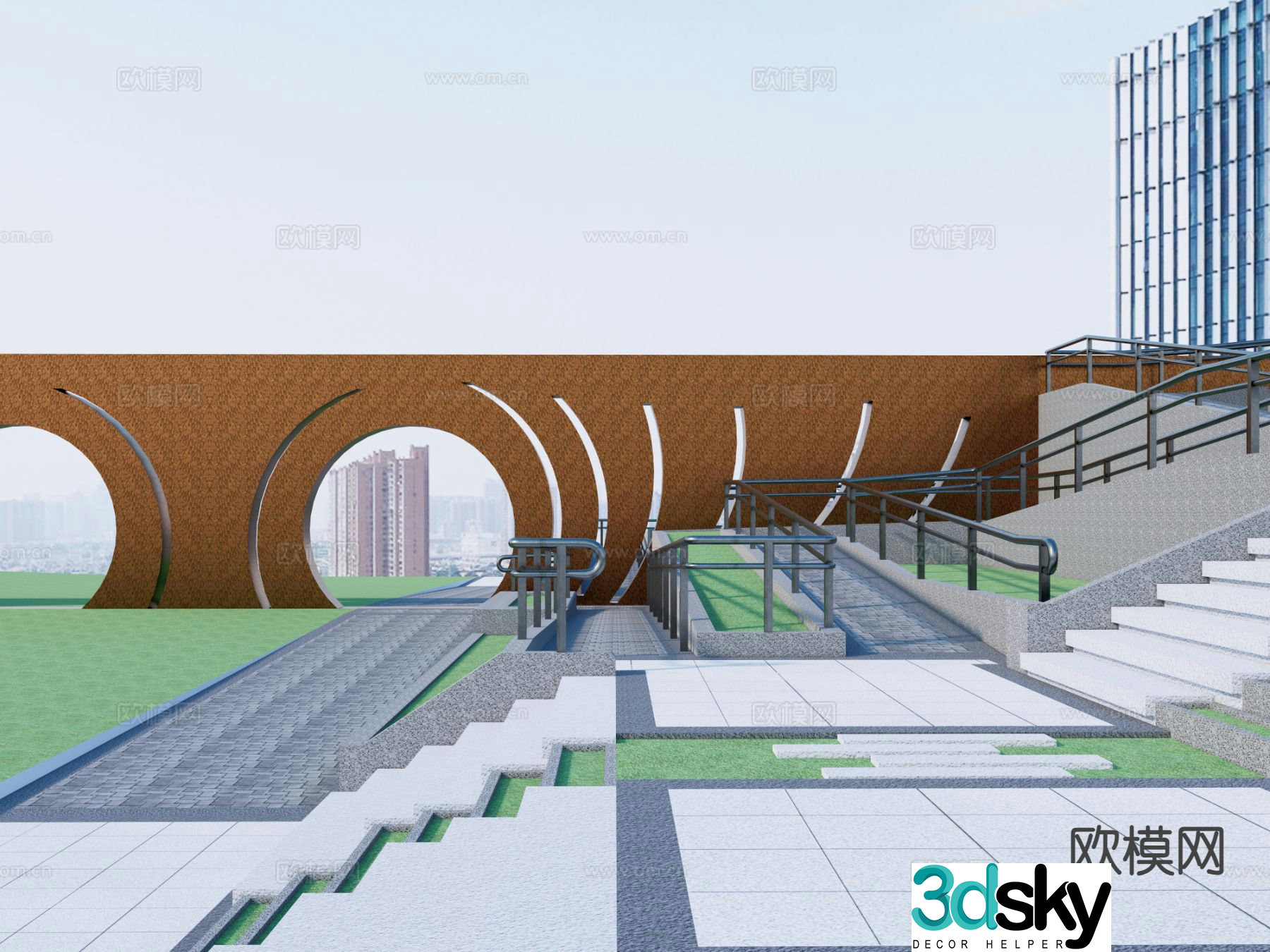 Modern park barrier free access 3d model