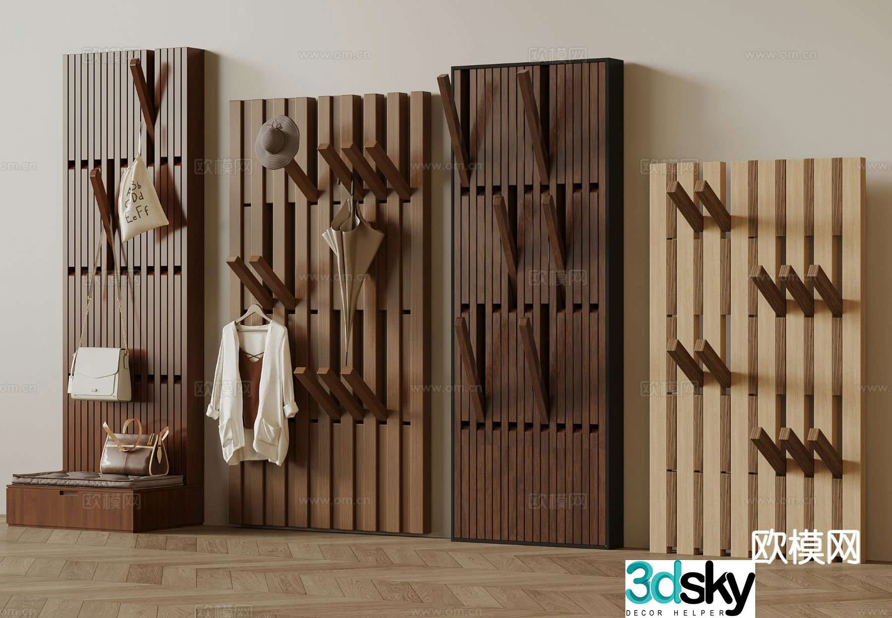 Nordic clothes hook clothes board clothes hanger 3d model