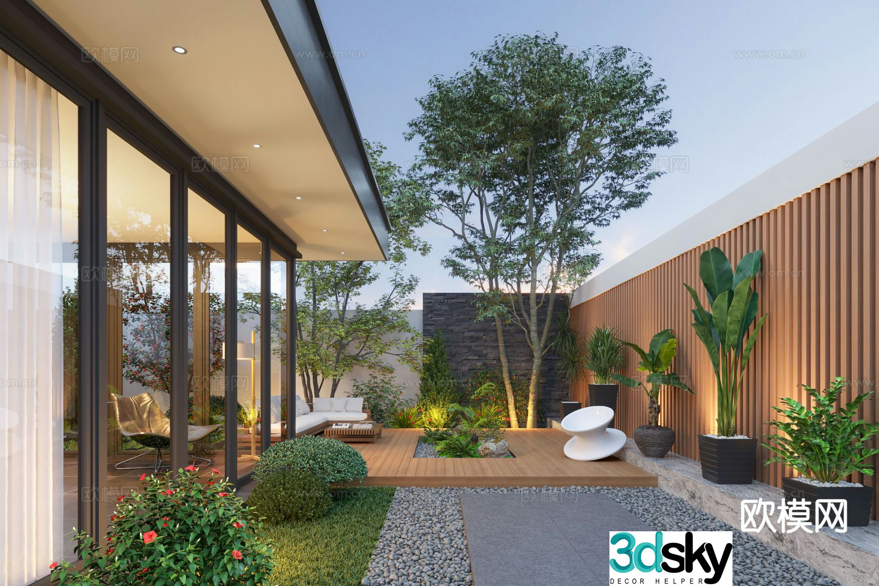 Courtyard landscape home courtyard 3d model