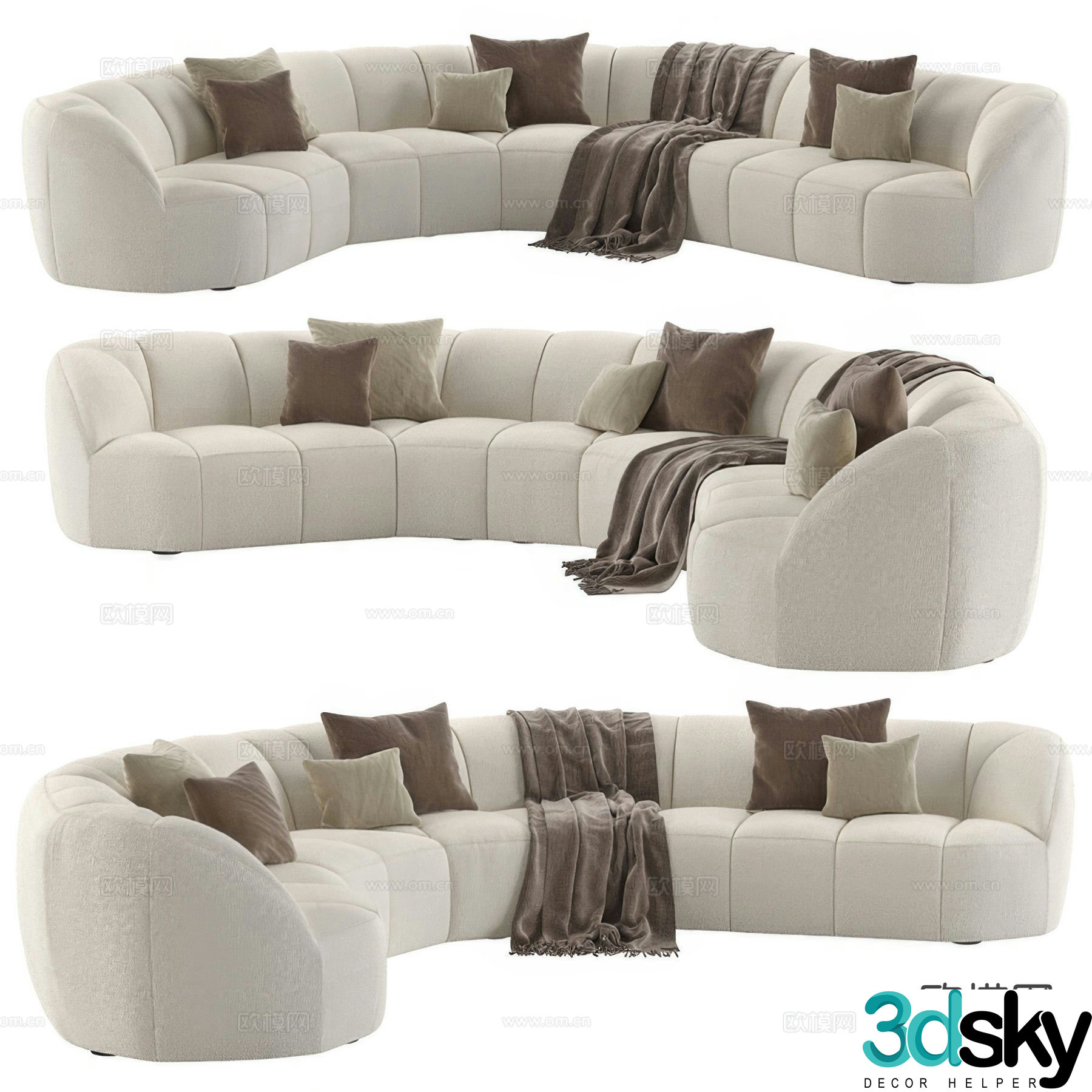 MeridianiEdra special shaped sofa curved sofa 3d model
