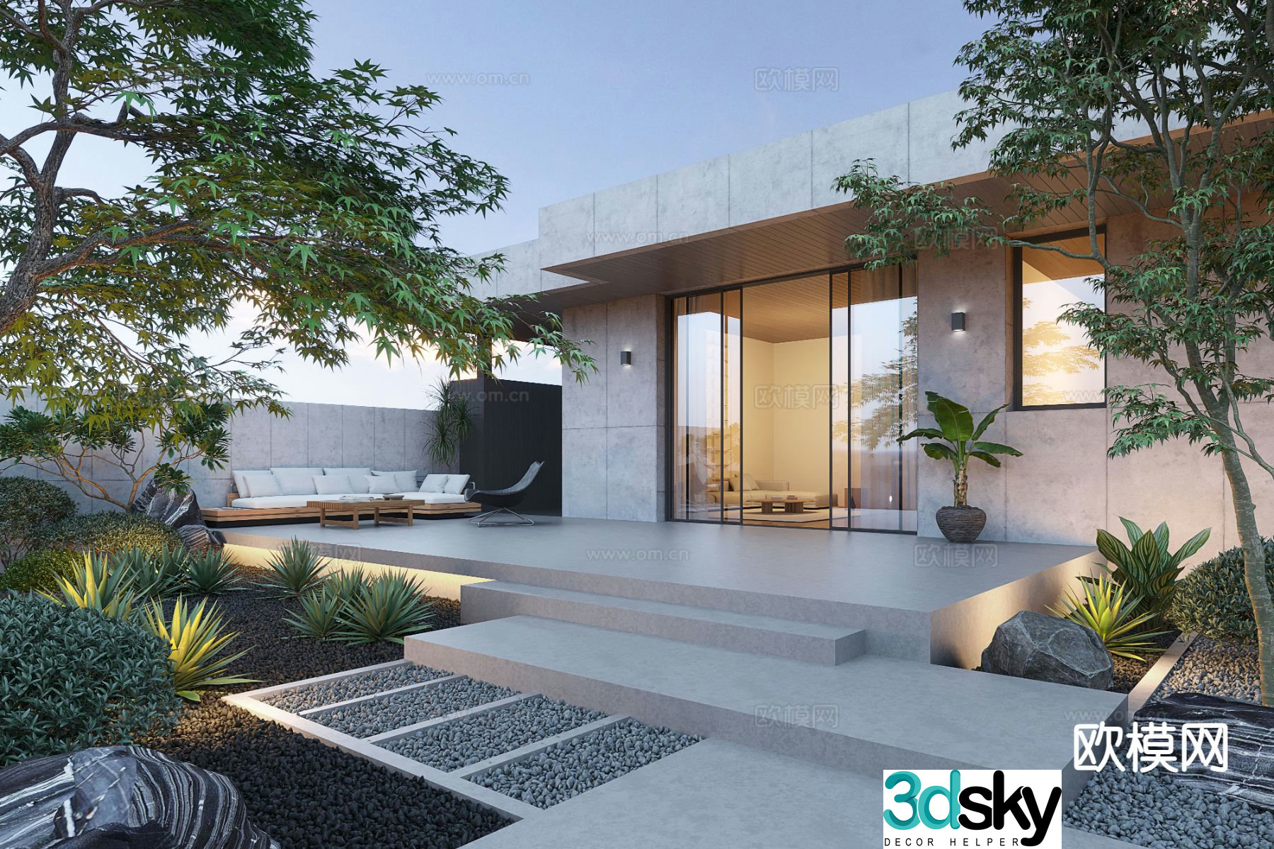 Courtyard landscape home courtyard 3d model