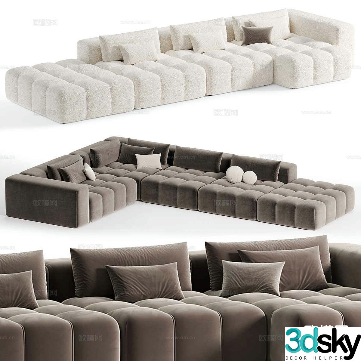 Multi-person sofa corner sofa 3d model