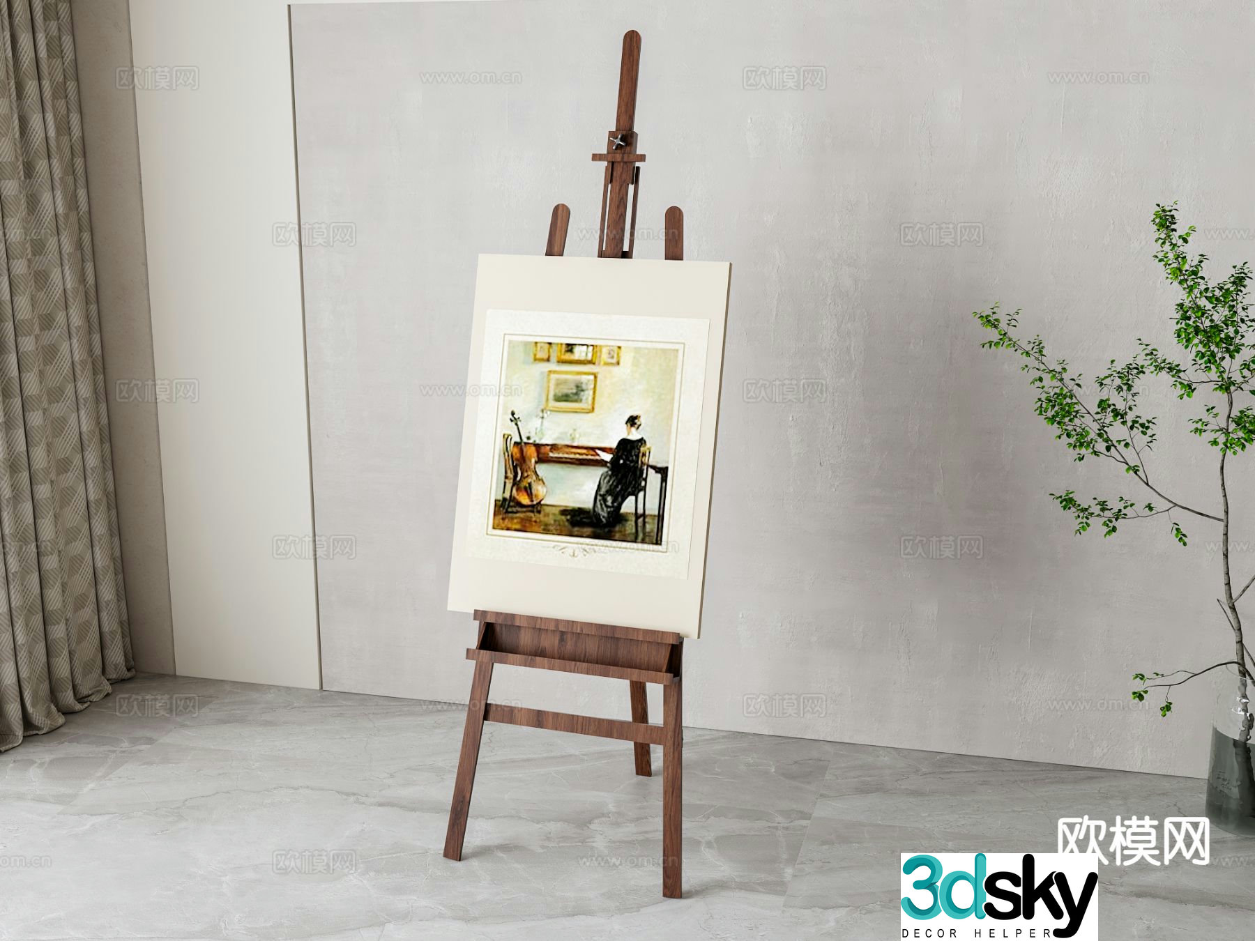 Wabi-sabi drawing board easel painting tools 3d model