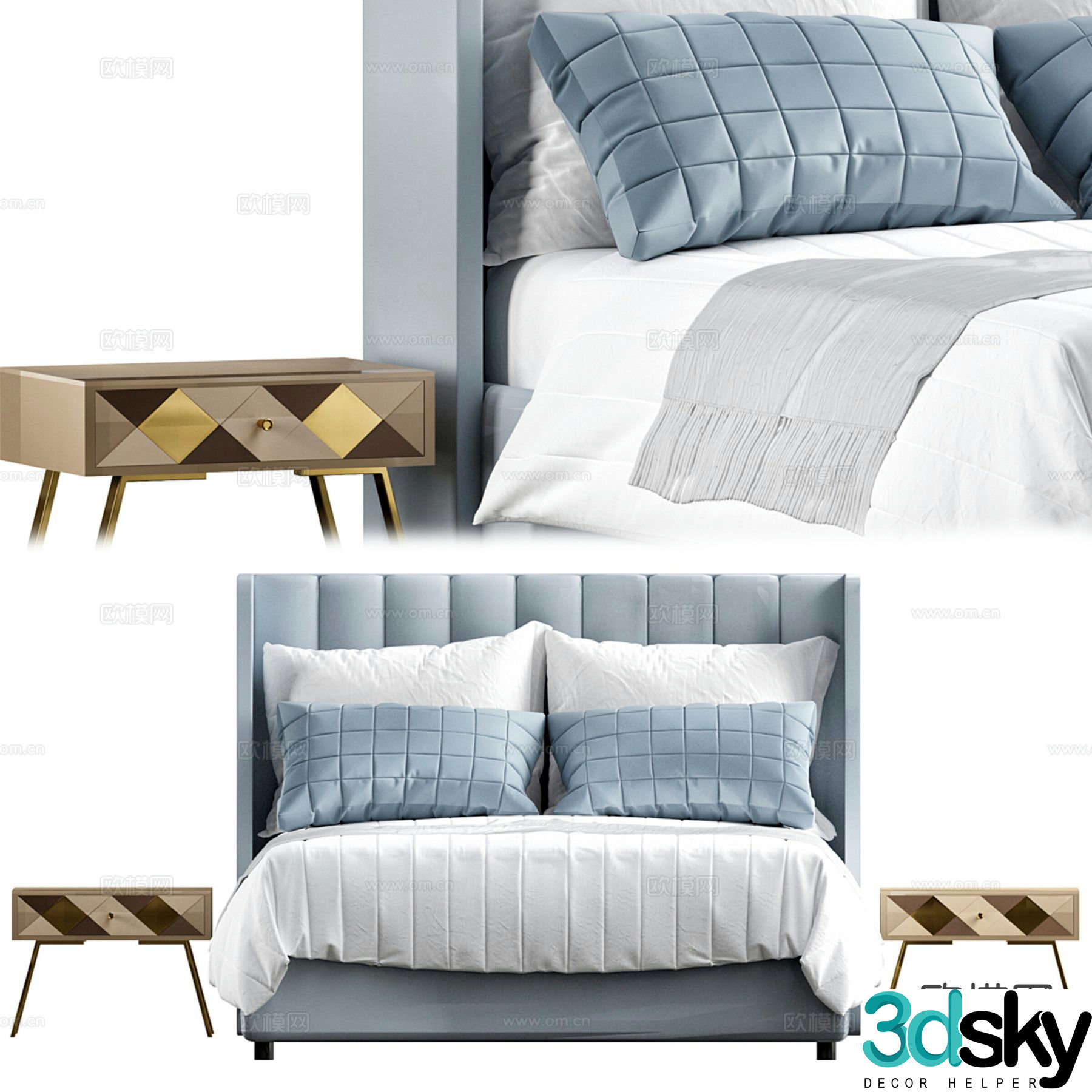 Modern double bed 3d model