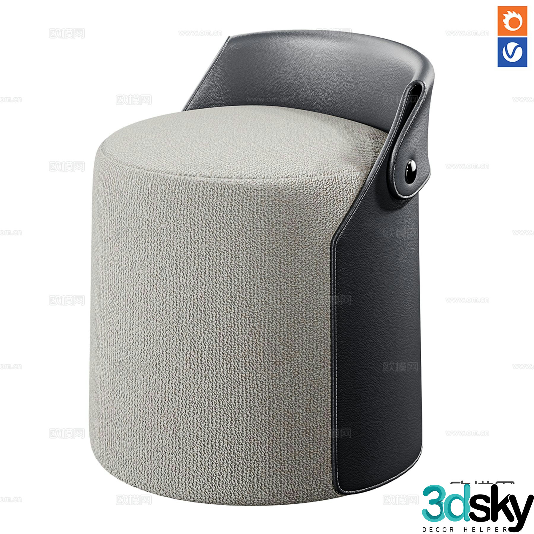 archiproducts stool sofa stool round stool 3d model