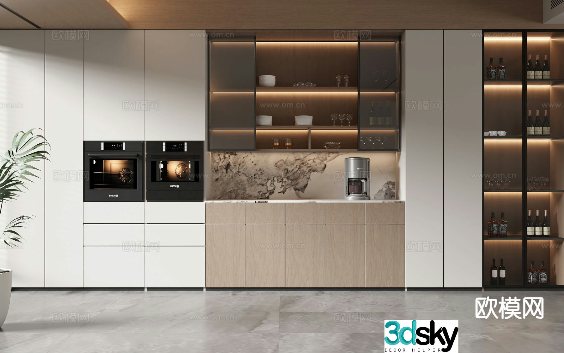 Modern wine cabinet sideboard 3d model