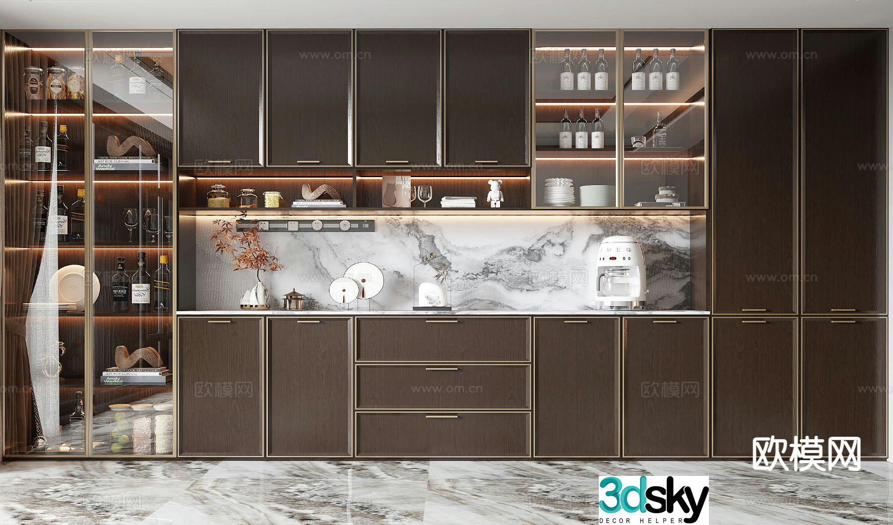 New Chinese style wine cabinet sideboard 3D model