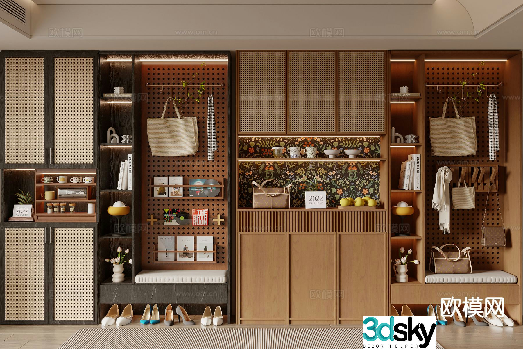 Medieval style shoe cabinet 3D model
