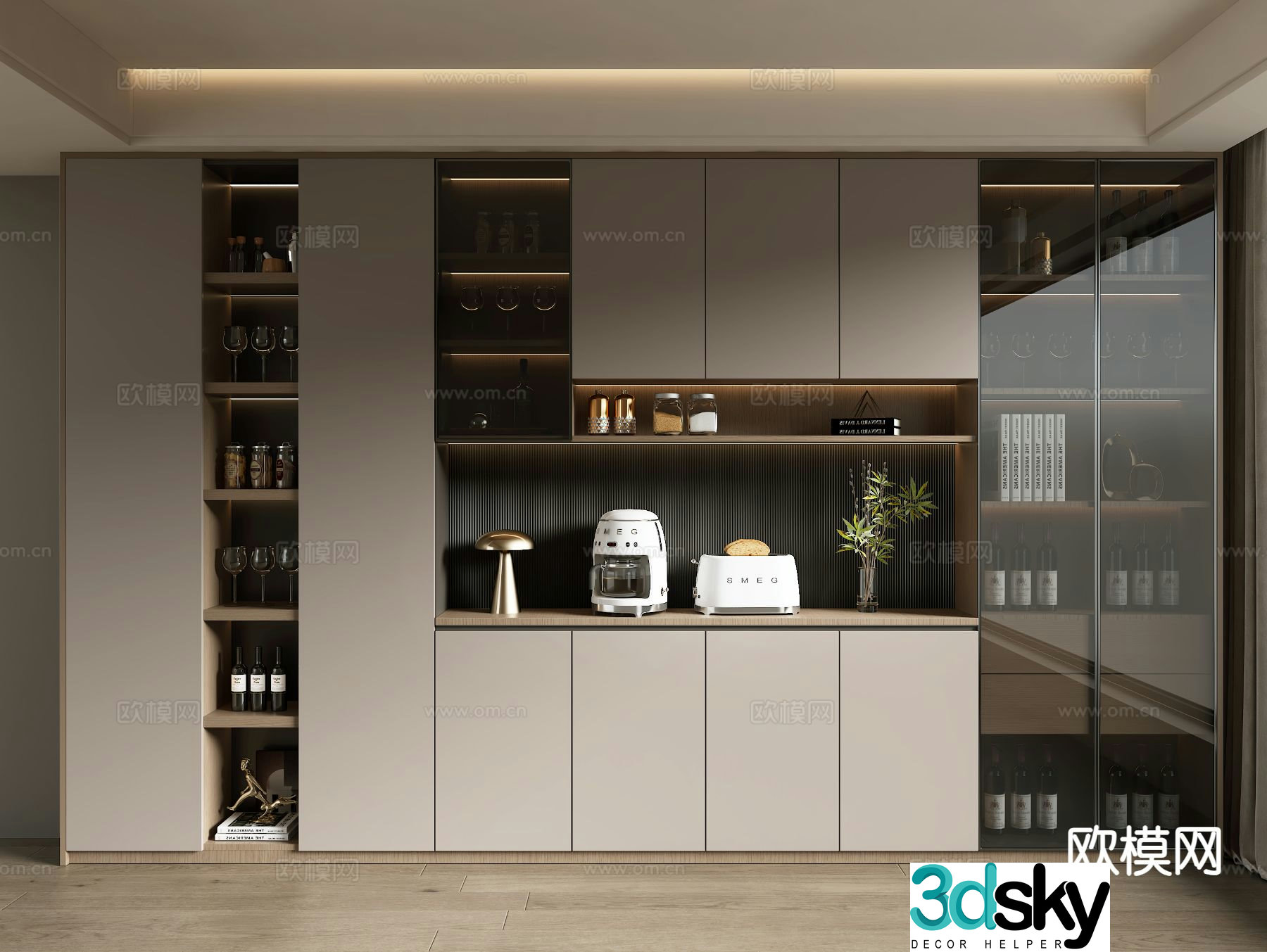 Modern wine cabinet sideboard 3d model