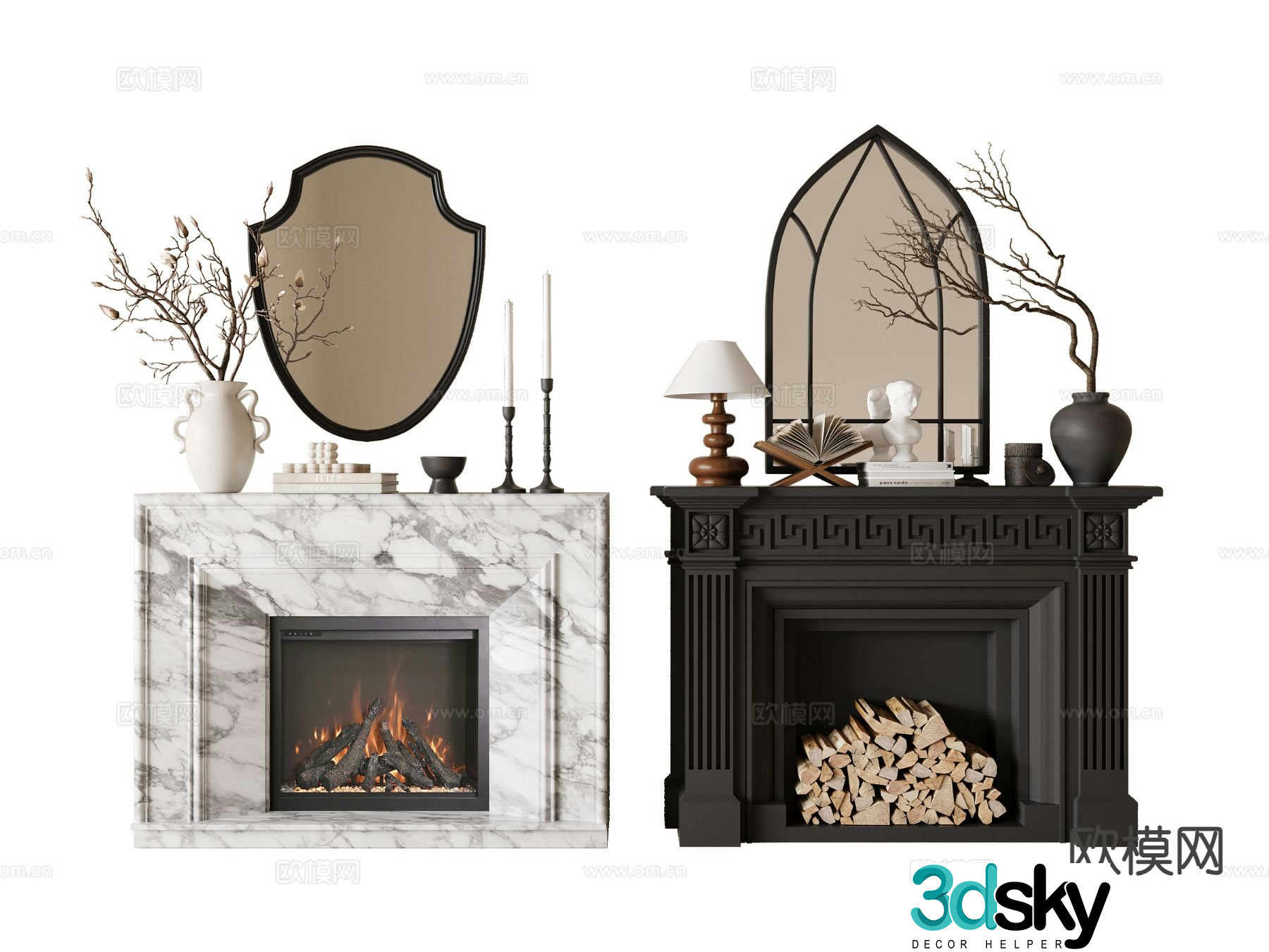 Middle-aged fireplace 3d model