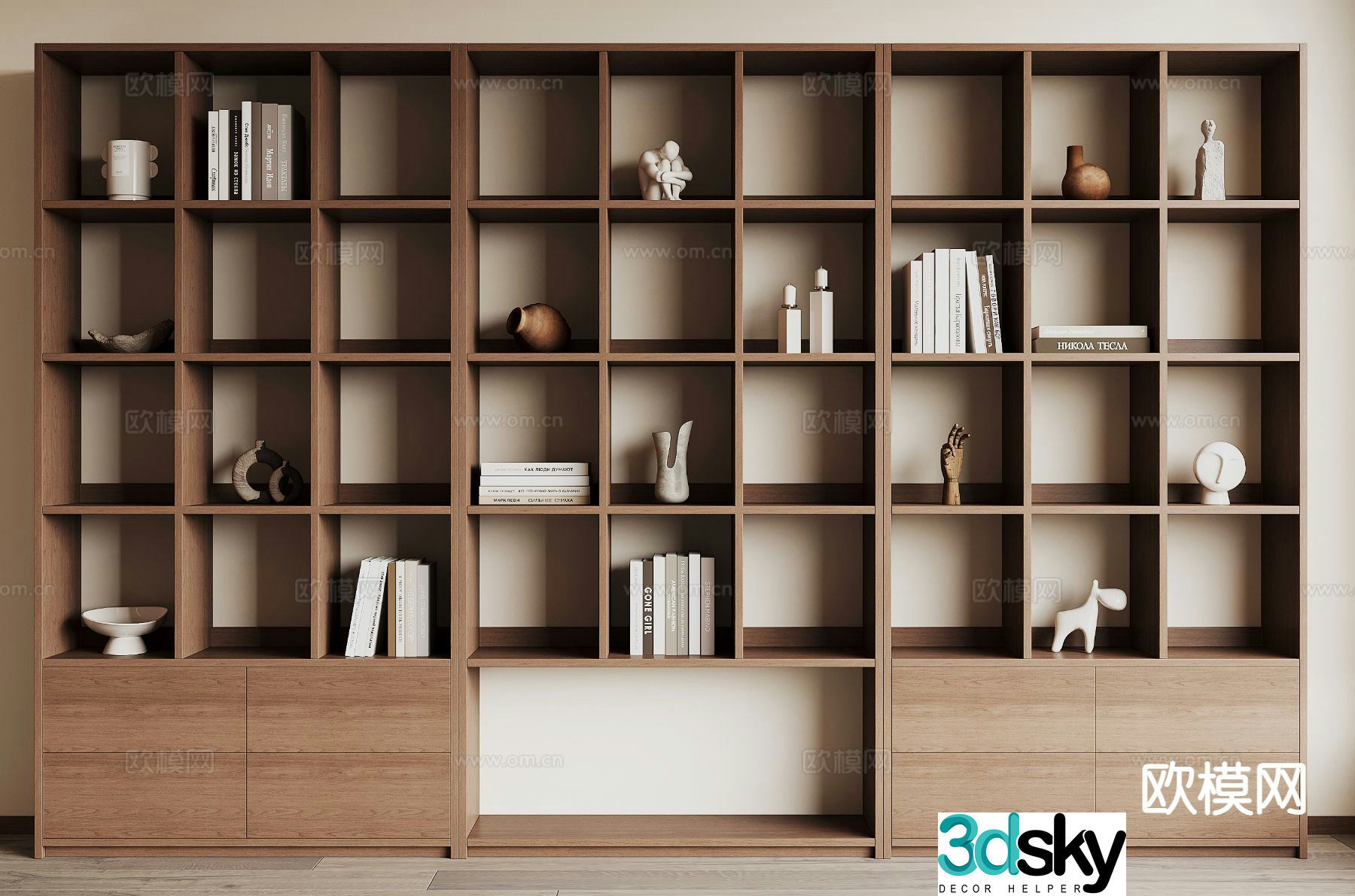 Wabi-sabi bookcase display cabinet 3d model