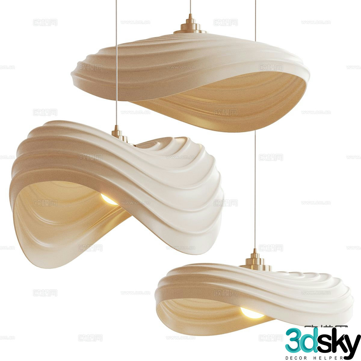 Cream style chandelier Fritillaria chandelier 3d model
