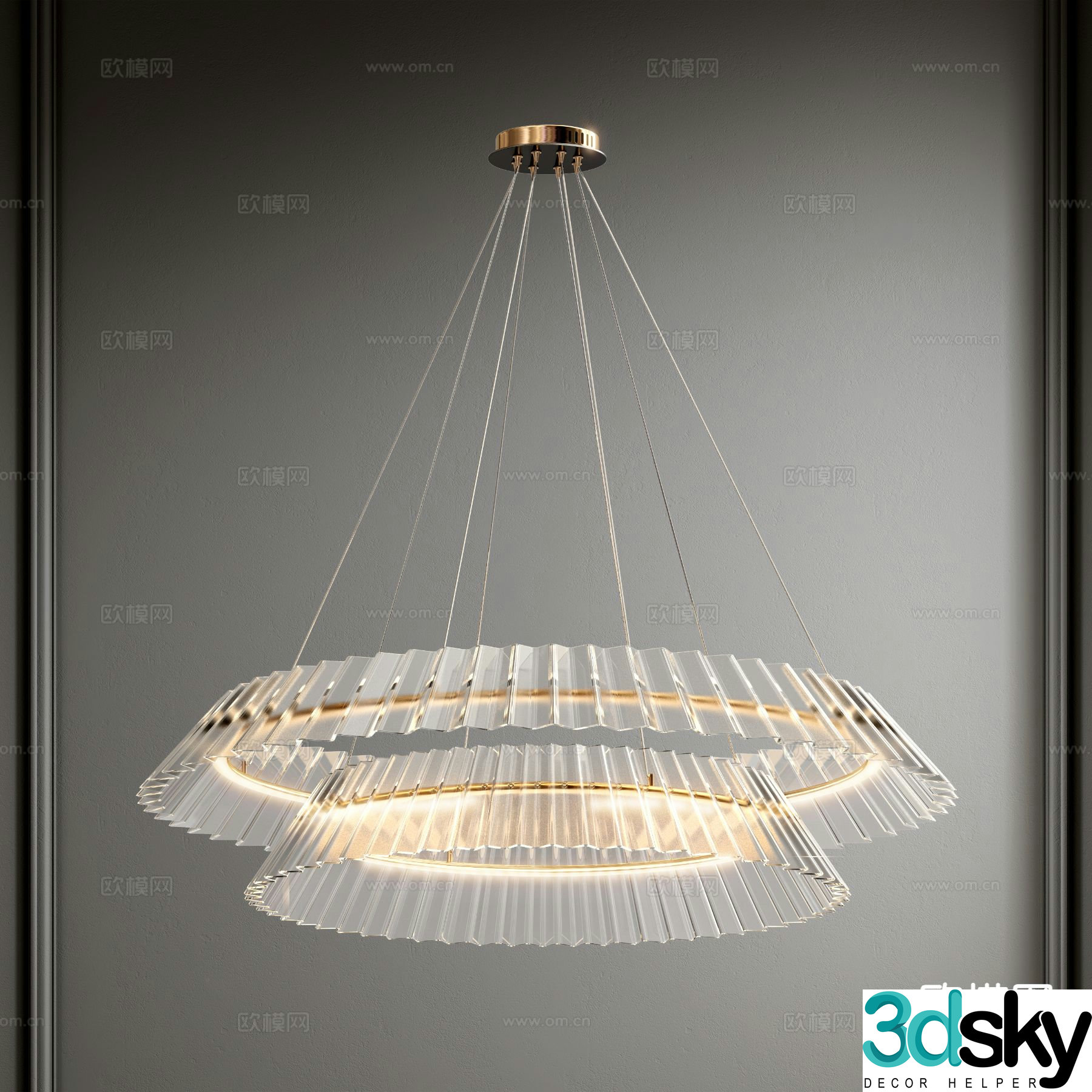 Modern double layer chandelier ring chandelier 3d model