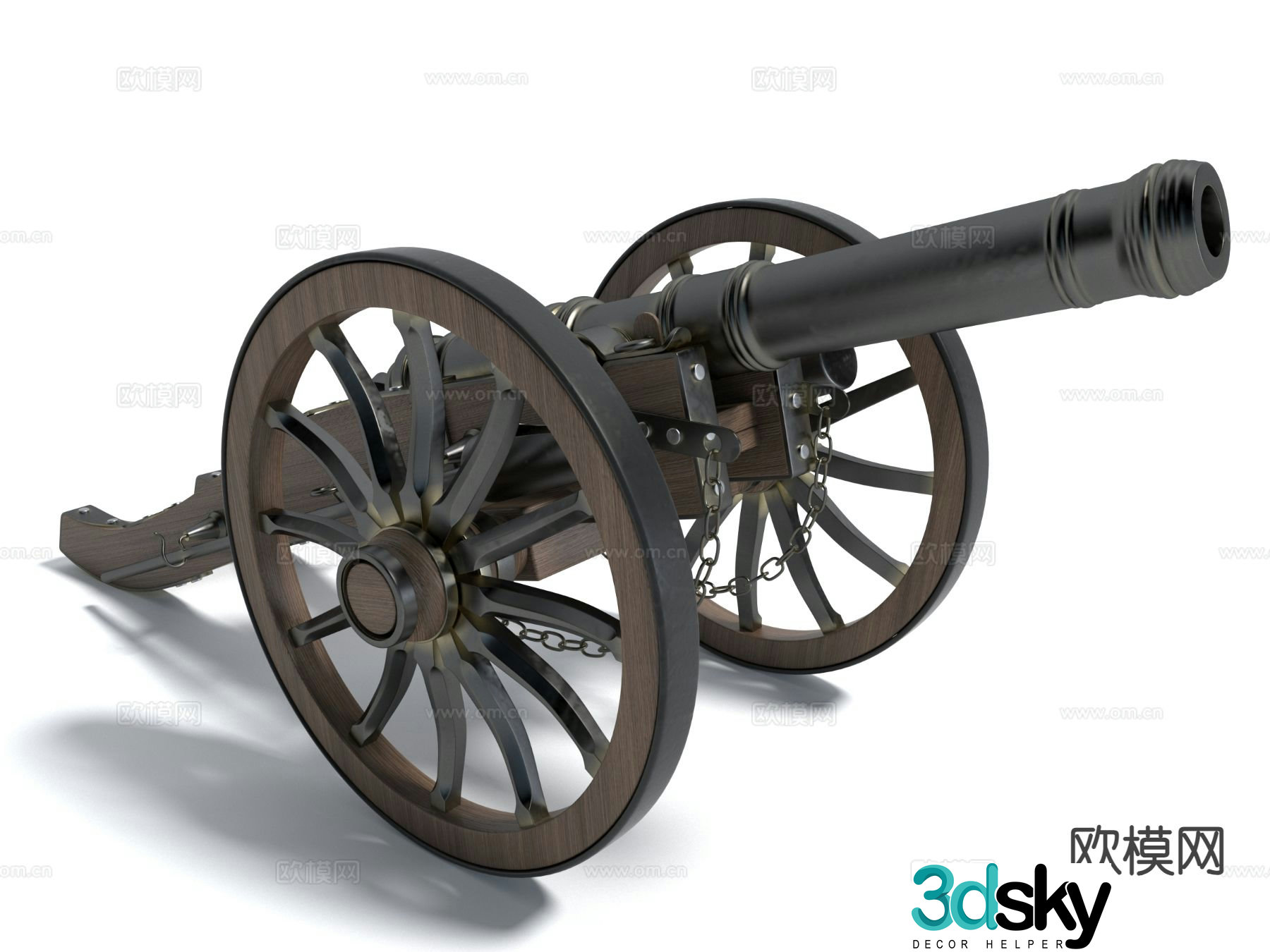 military weapons cannon artillery 3d model