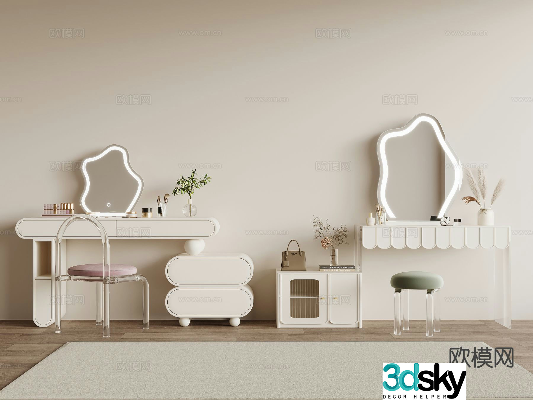 Cream style dresser 3d model