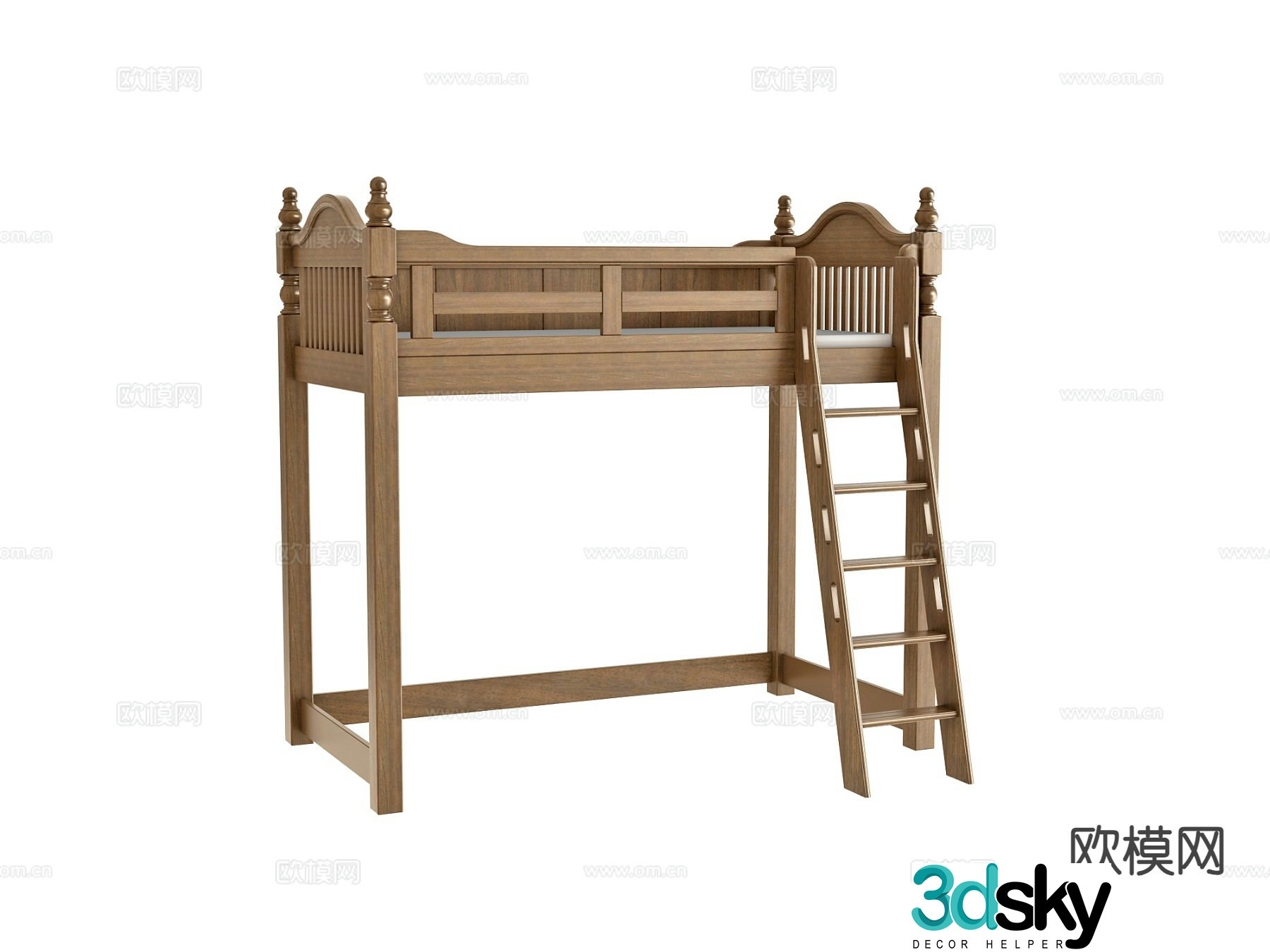 Simple European children’s bed child’s bed 3D model