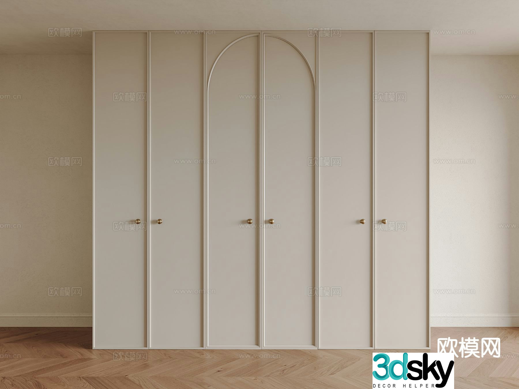 Cream style wardrobe 3d model