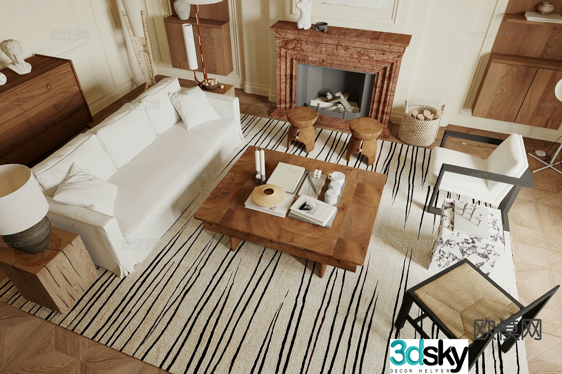 Middle style combination sofa 3D model