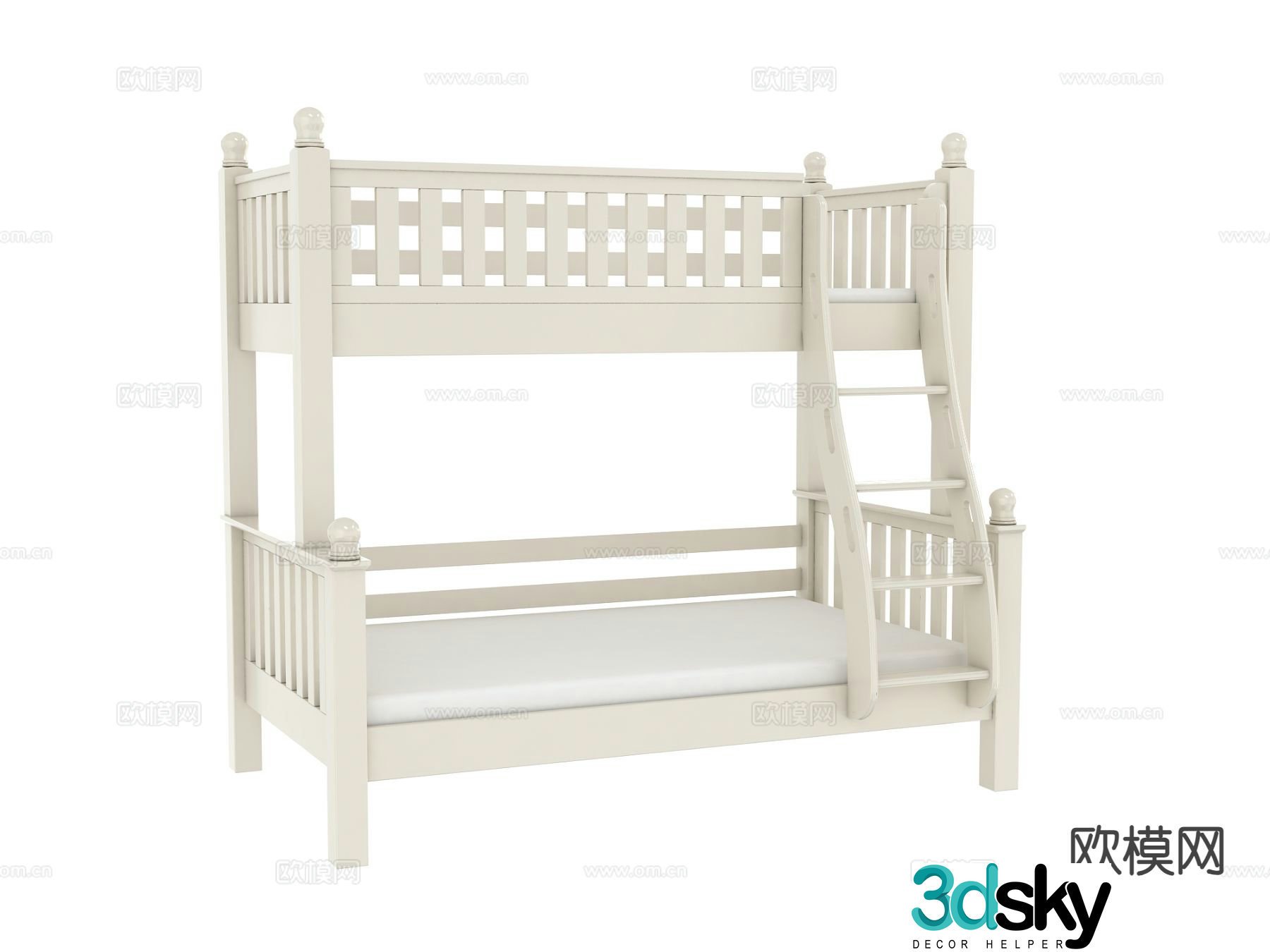 French children’s bed bunk bed 3d model