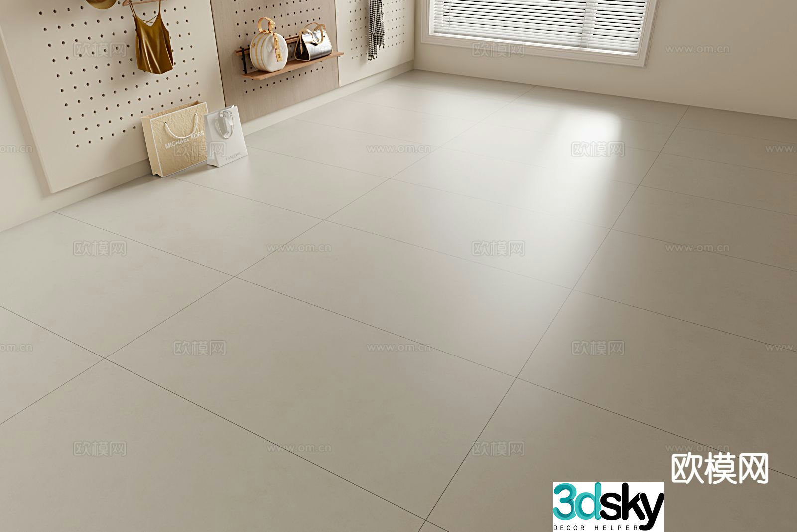 Skin glaze soft light tiles Plain soft light tiles Warm gray soft light tiles 3D model