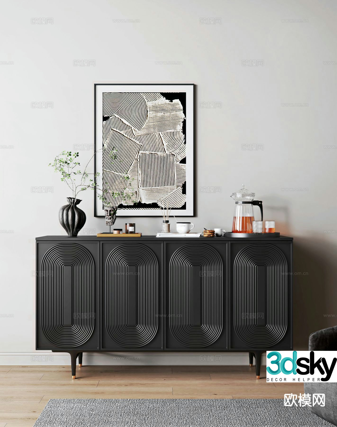 Modern entrance cabinet Duanjing cabinet 3D model