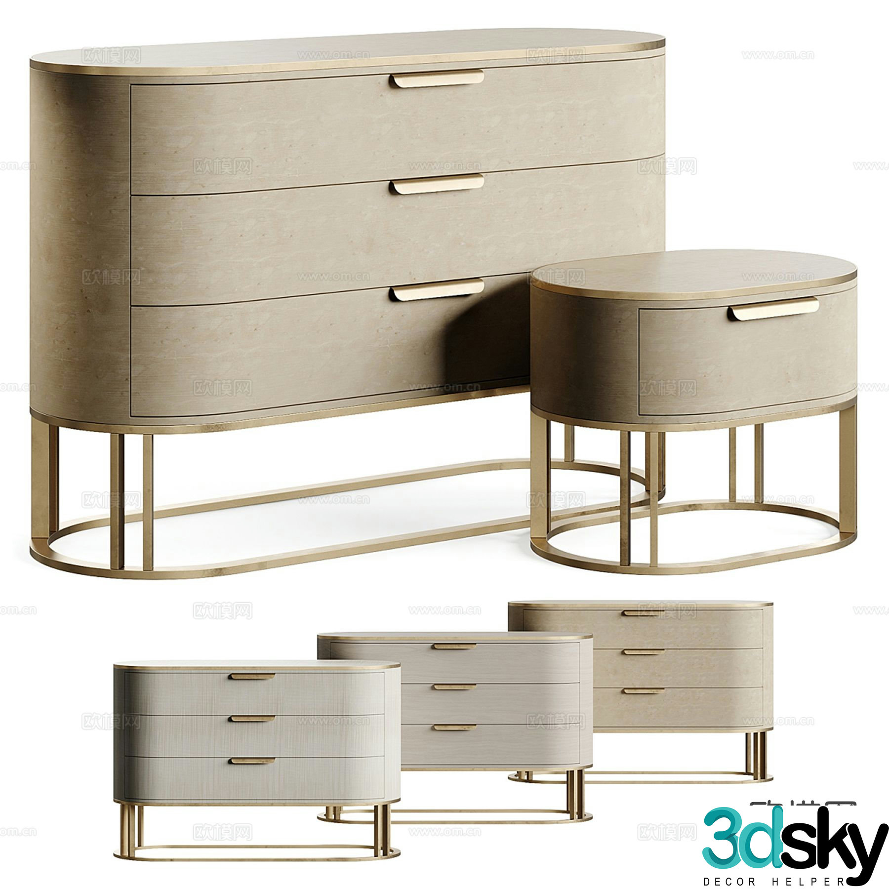 Frato simple European bedside table 3d model