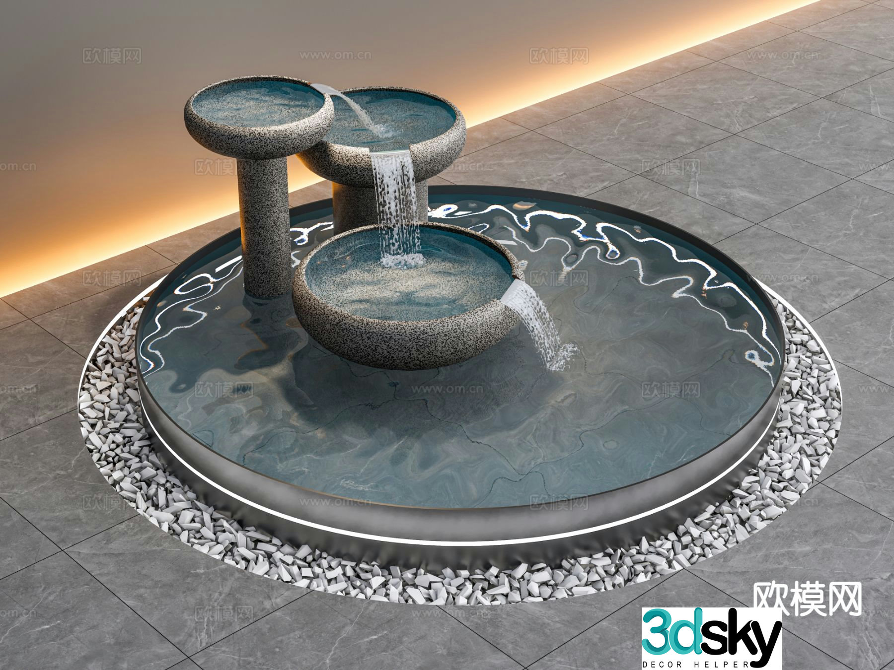 Fountain courtyard water feature water bowl sink 3d model