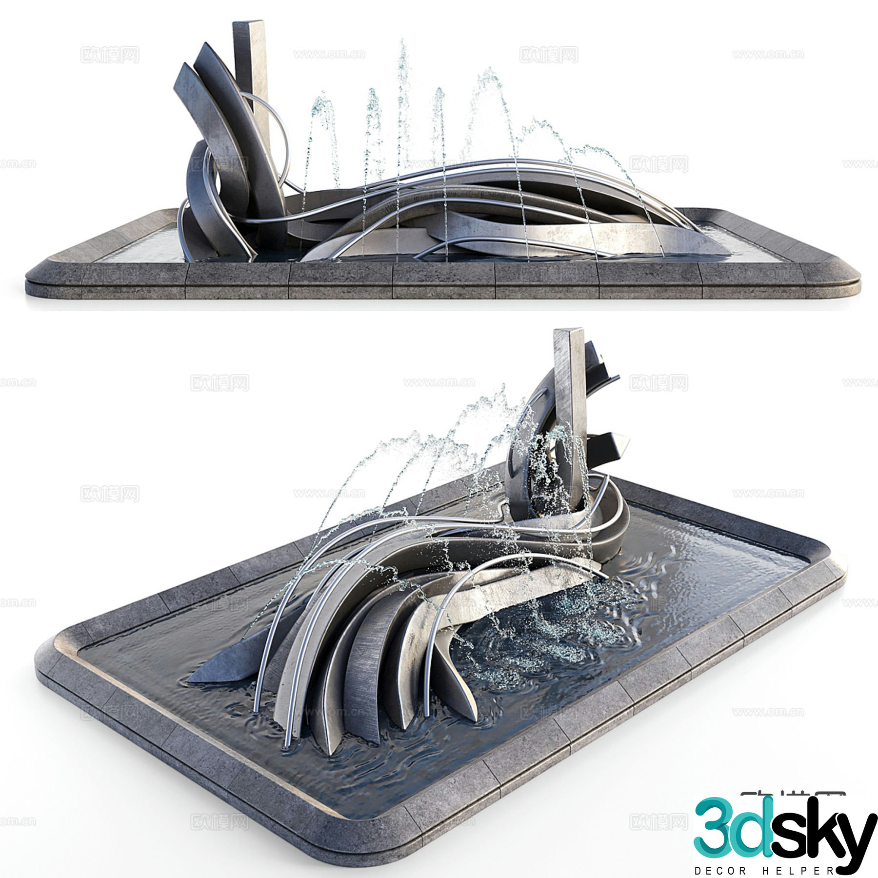 Urban waterscape sculpture fountain waterscape 3d model
