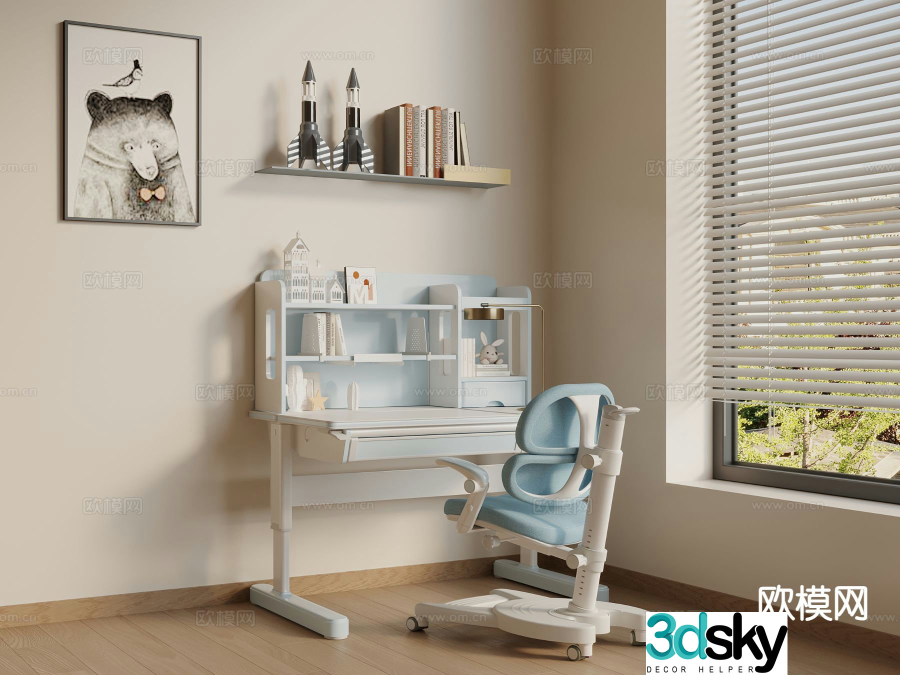 Children’s desk study table 3d model