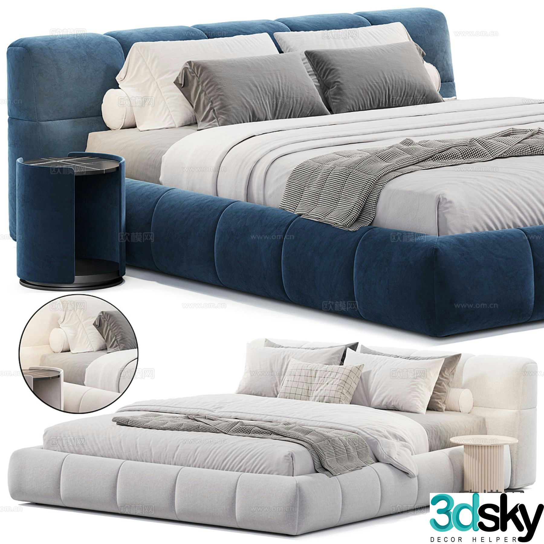 Modern double bed 3d model