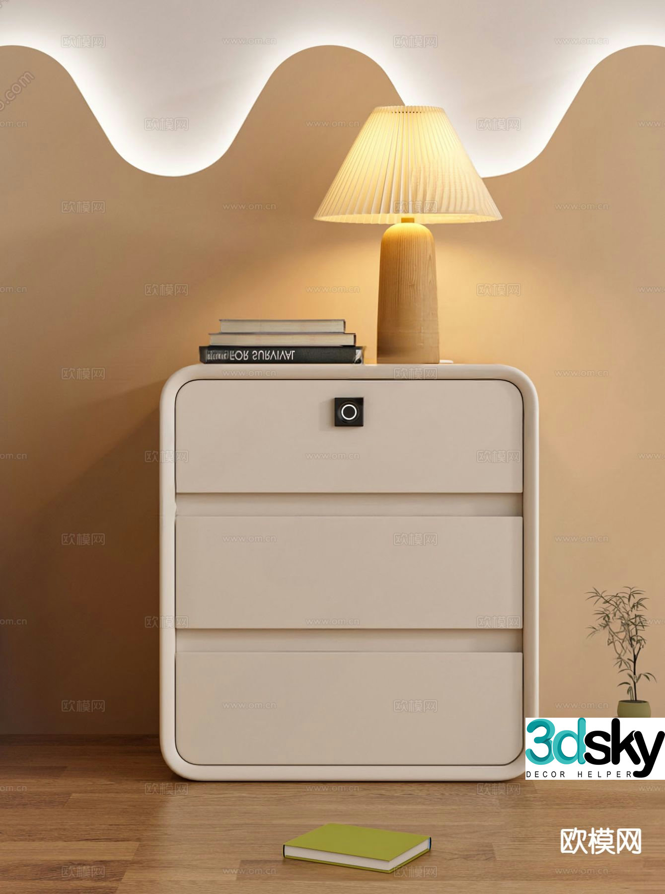 Cream style bedside table 3d model