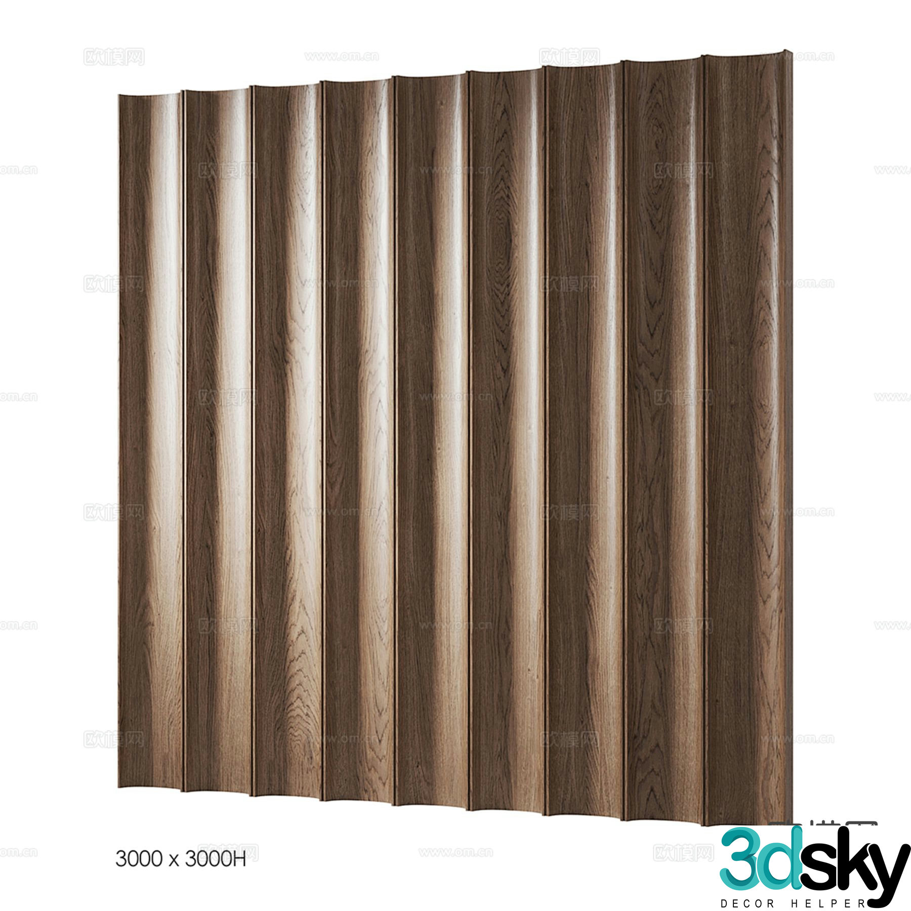 Modern solid wood background wall 3d model