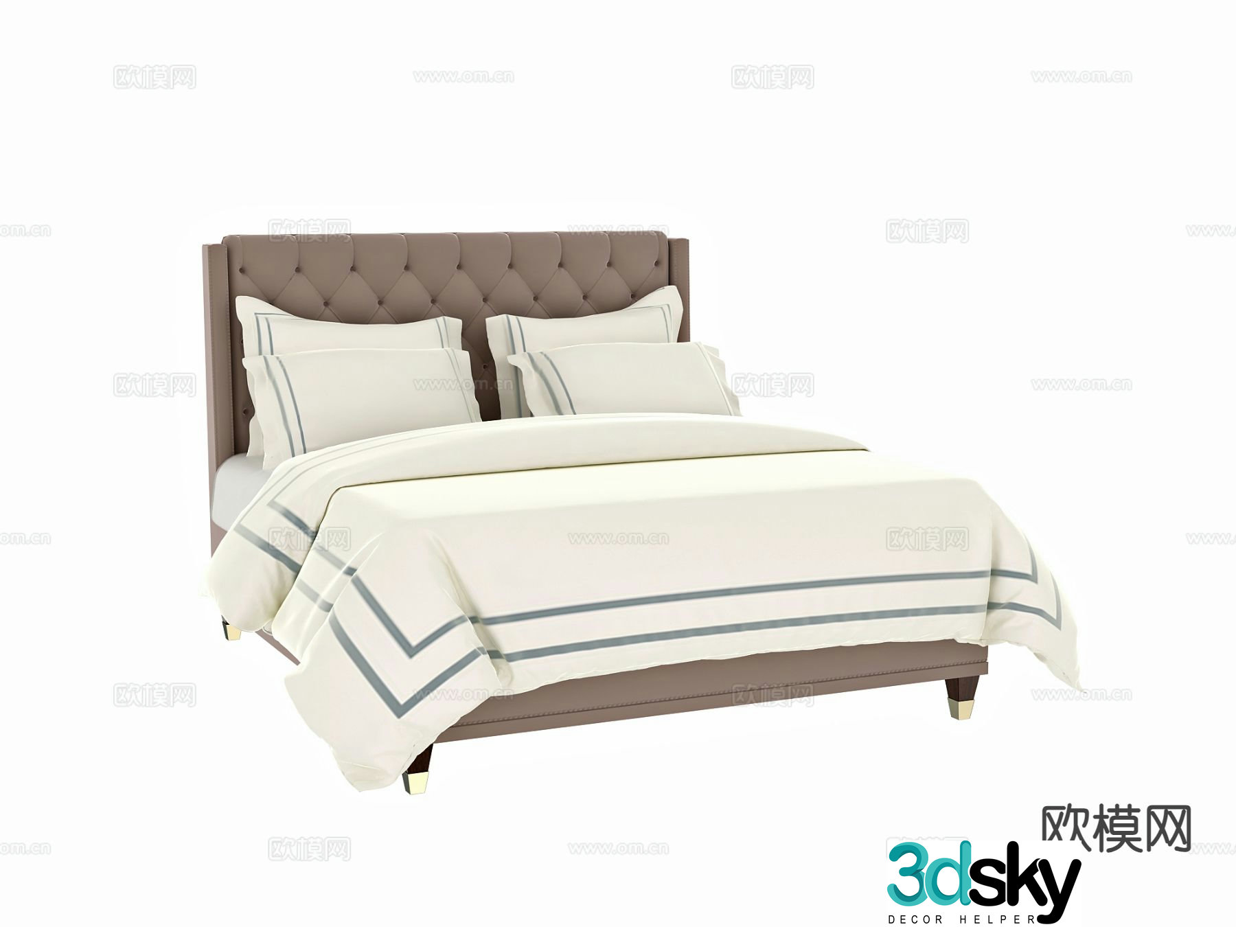 Modern double bed 3d model