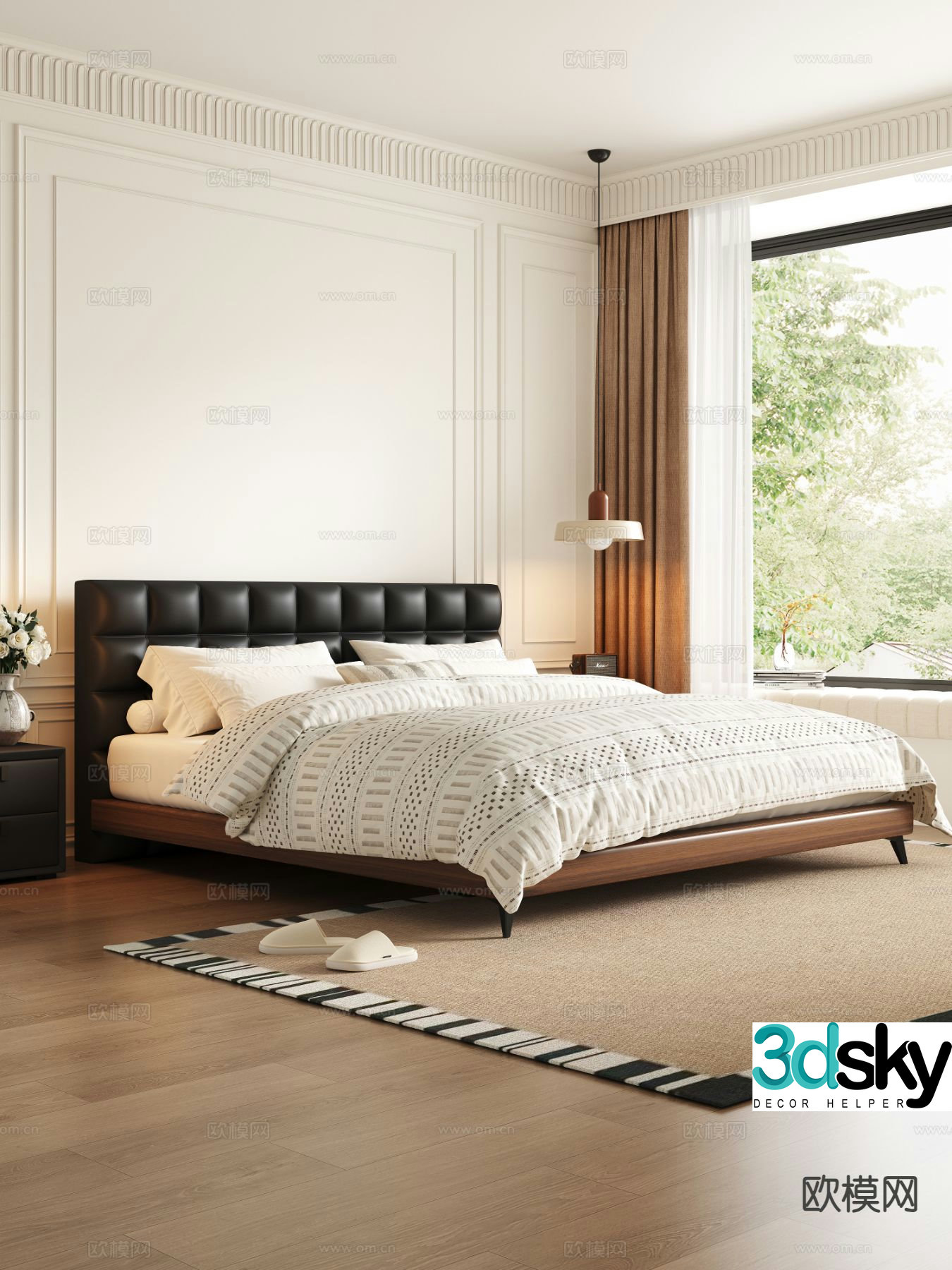 Medieval style double bed 3d model